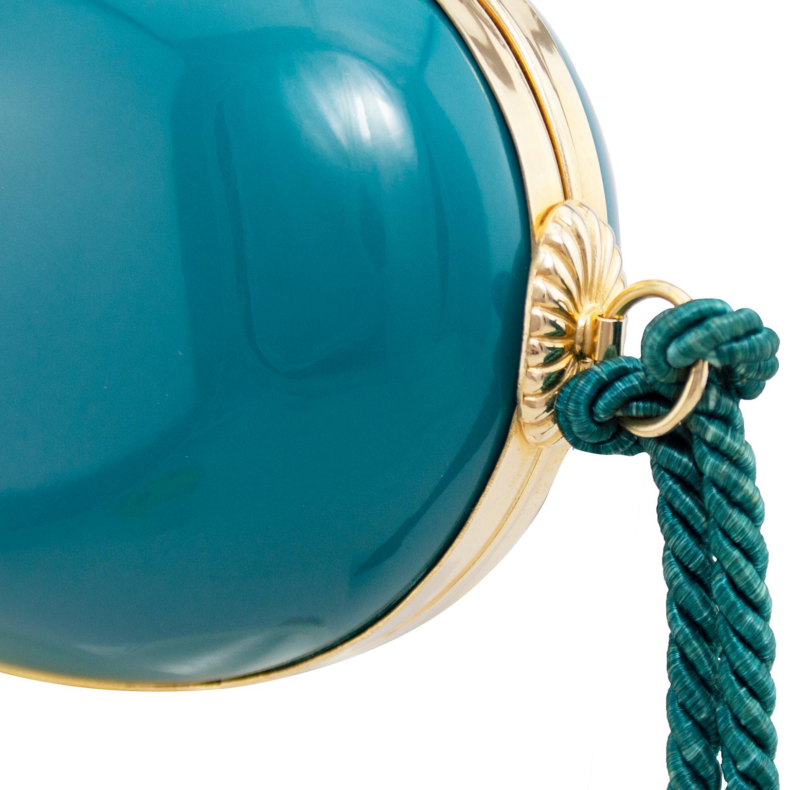 1970s Teal Bean Shaped Hard Clutch 1