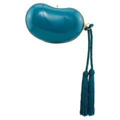 1970s Teal Bean Shaped Hard Clutch