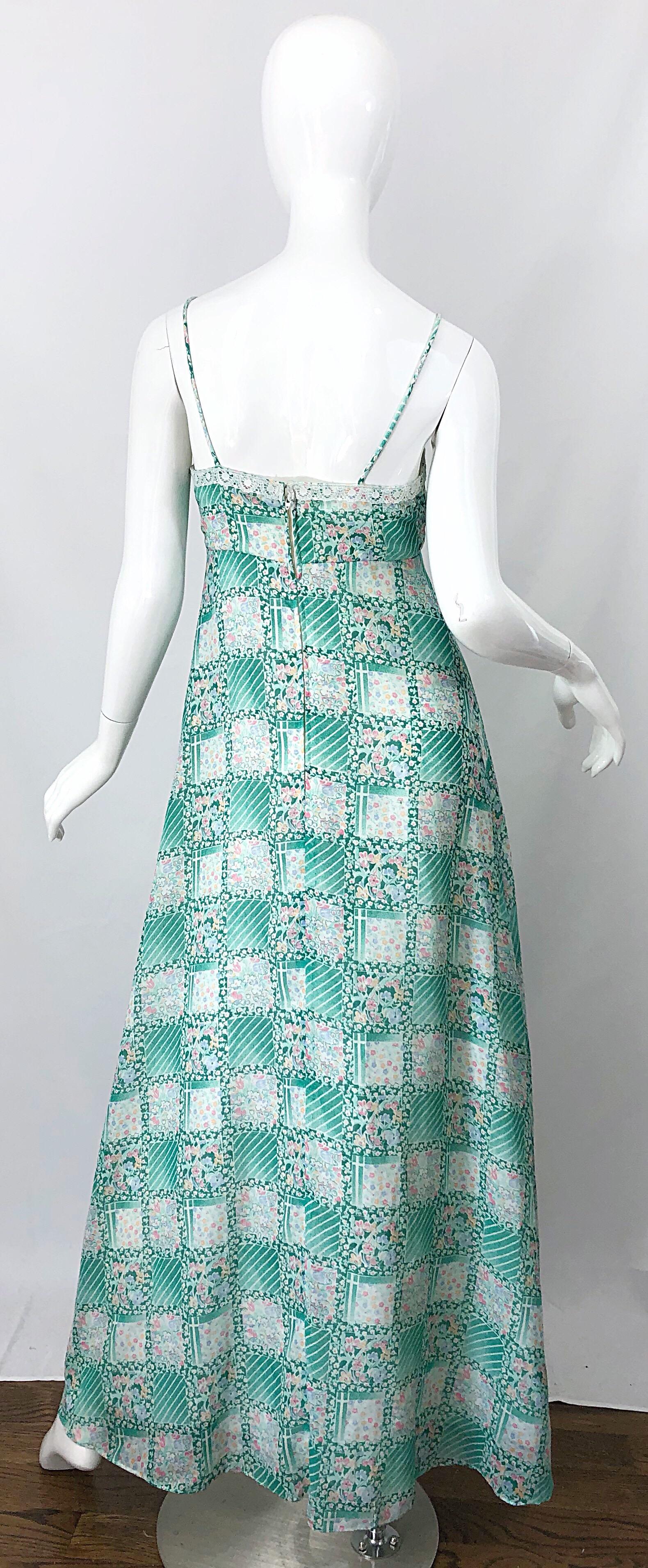teal dress with pink flowers