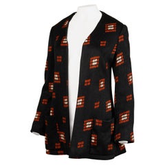 1970s Teal Traina Vintage Wool Knit Cardigan Sweater Blazer Jacket