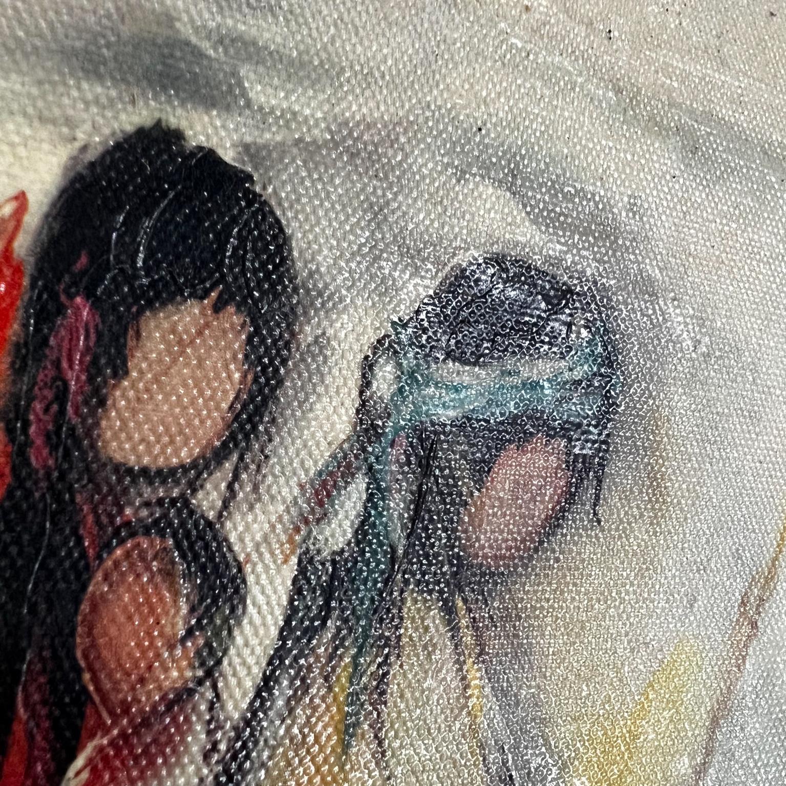 Canvas 1970s Ted De Grazia Art Navajo Family and Horses