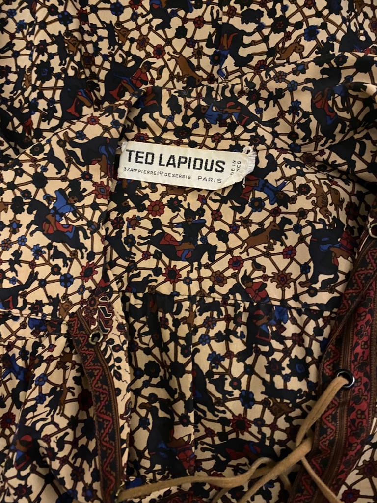 1970s Ted Lapidus Boho Silk and Leather Dress For Sale 2