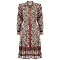 1970s Ted Lapidus Boho Silk and Leather Dress