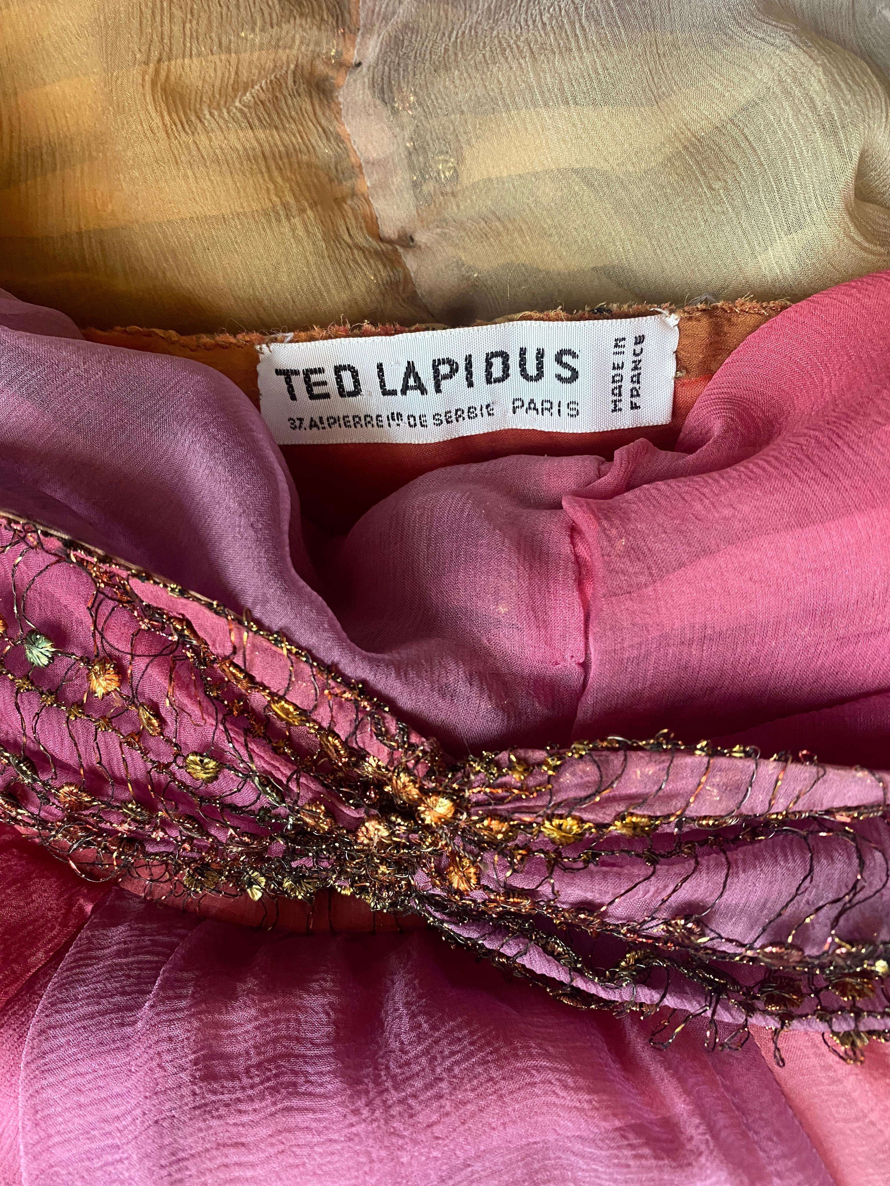 Abito in chiffon di seta color pastello di Ted Lapidus degli anni '70 2
