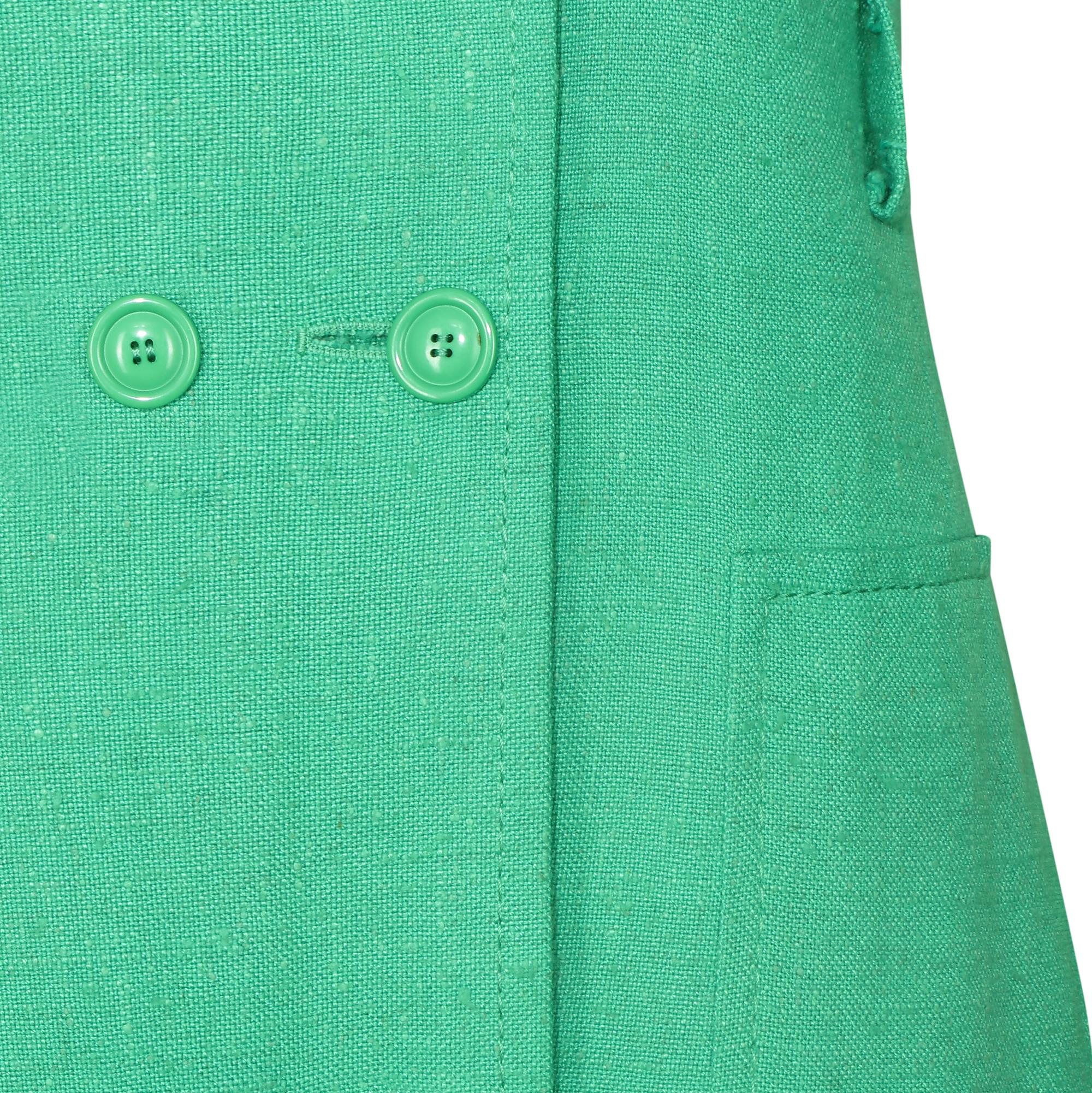 1970s Ted Lapidus Green Linen Coat Dress In Excellent Condition For Sale In London, GB