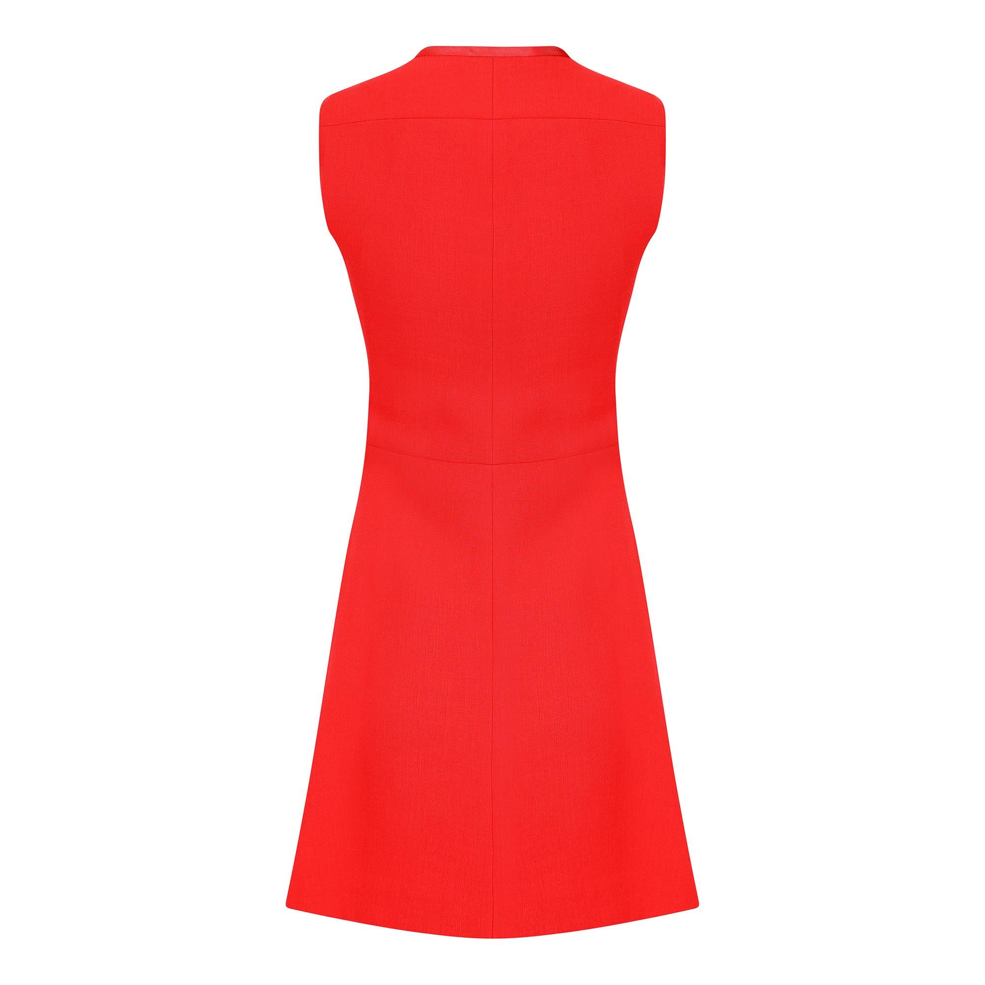 1970s Ted Lapidus Haute Couture Red Pinafore Dress In Excellent Condition In London, GB