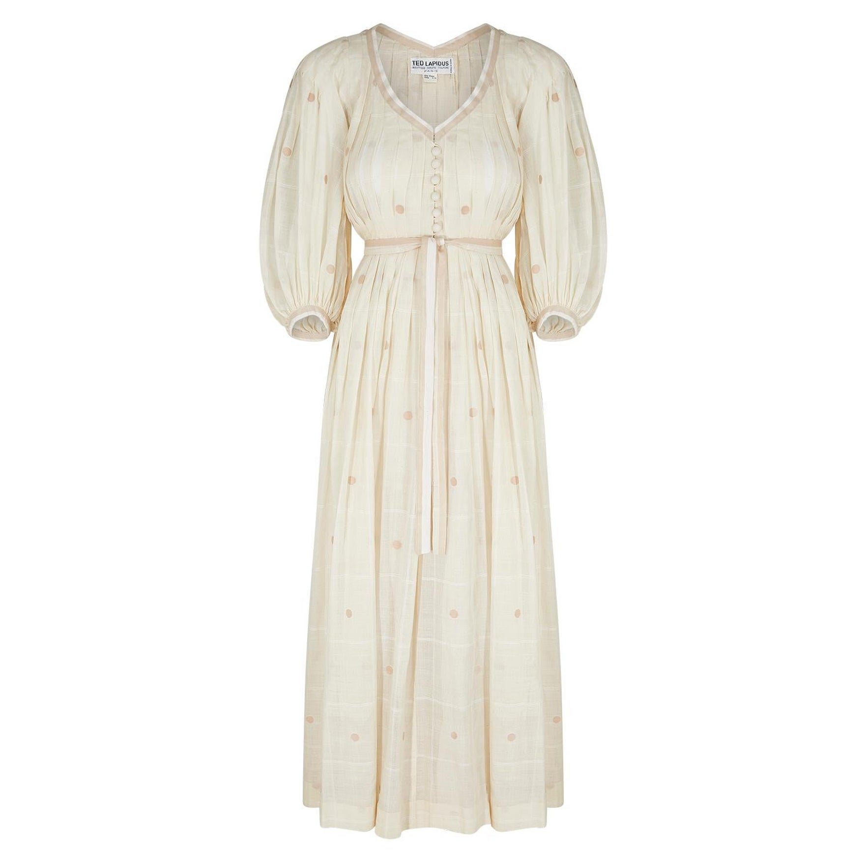 Vestido de punto suizo con capucha de muselina Ted Lapidus, años 70 en venta