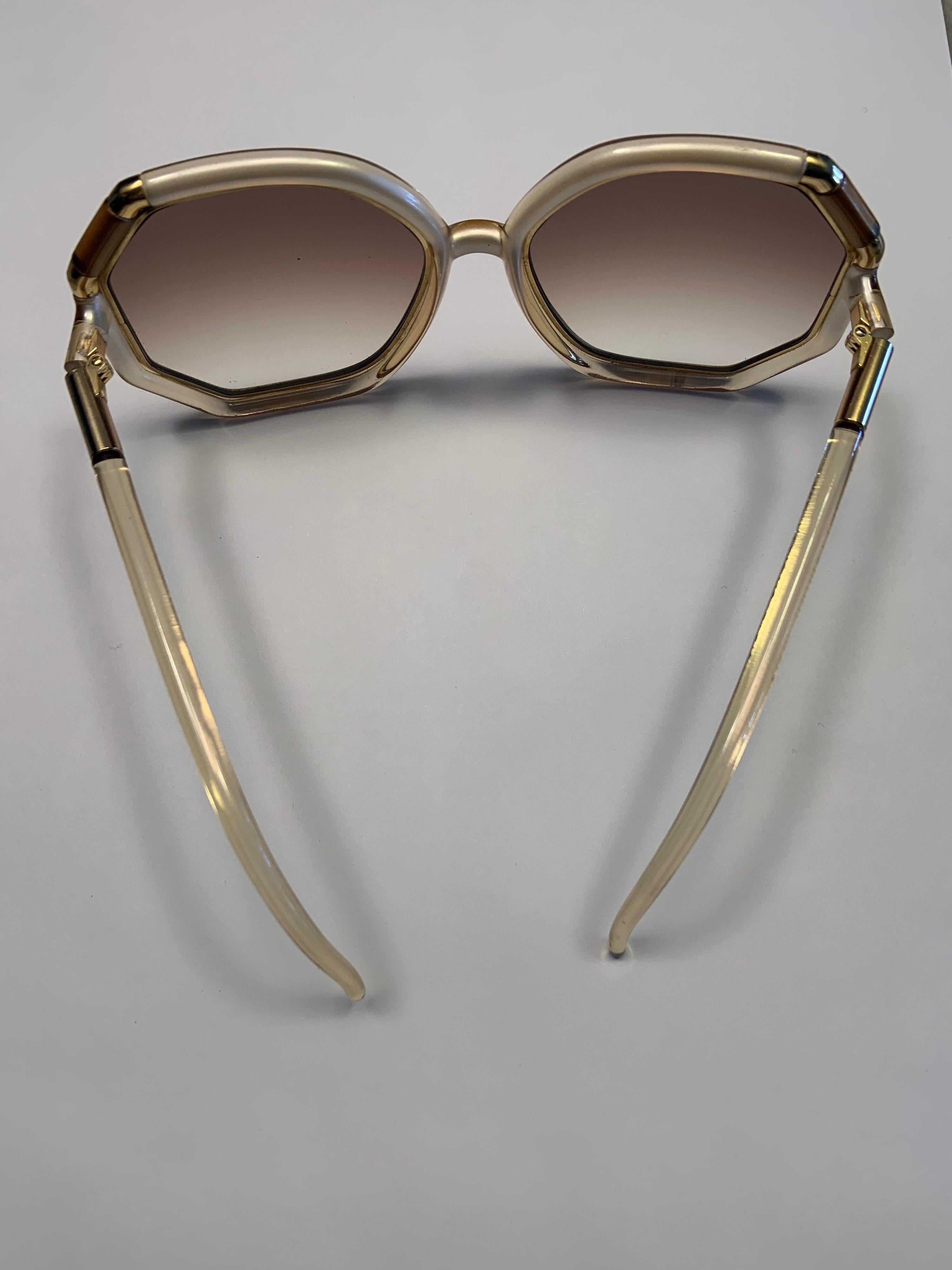 Brown 1970's Ted Lapidus Oversized Sunglasses