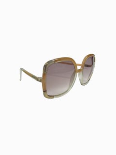 Ted Lapidus Paris - Lunettes de soleil surdimensionnées, transparentes et de couleur chair, années 1970