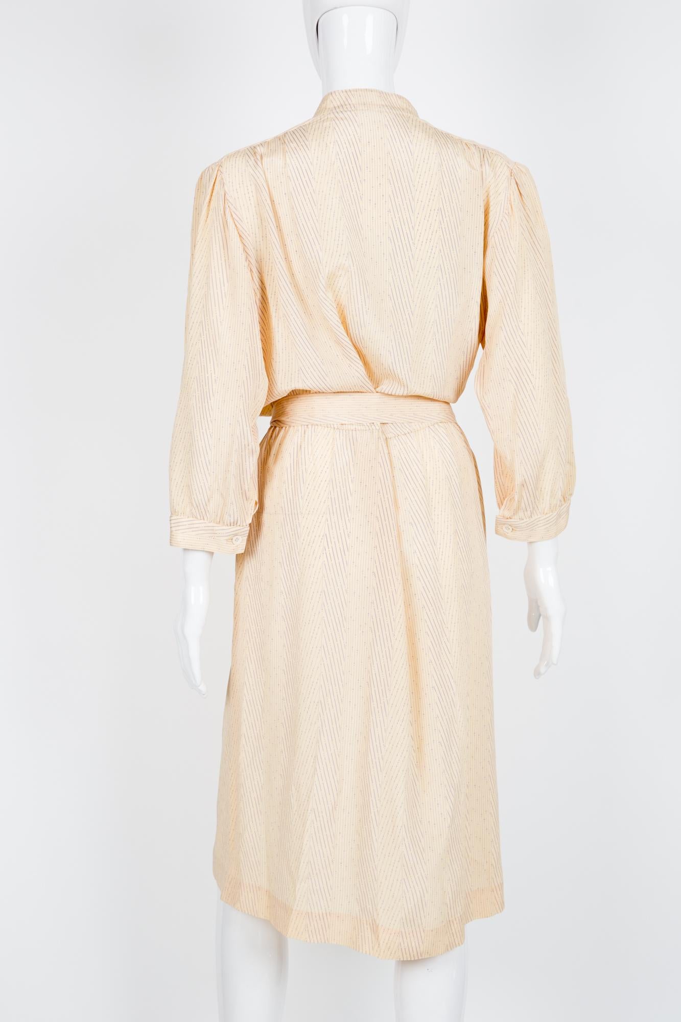 White 1970s Ted Lapidus Pastel Silk Dress