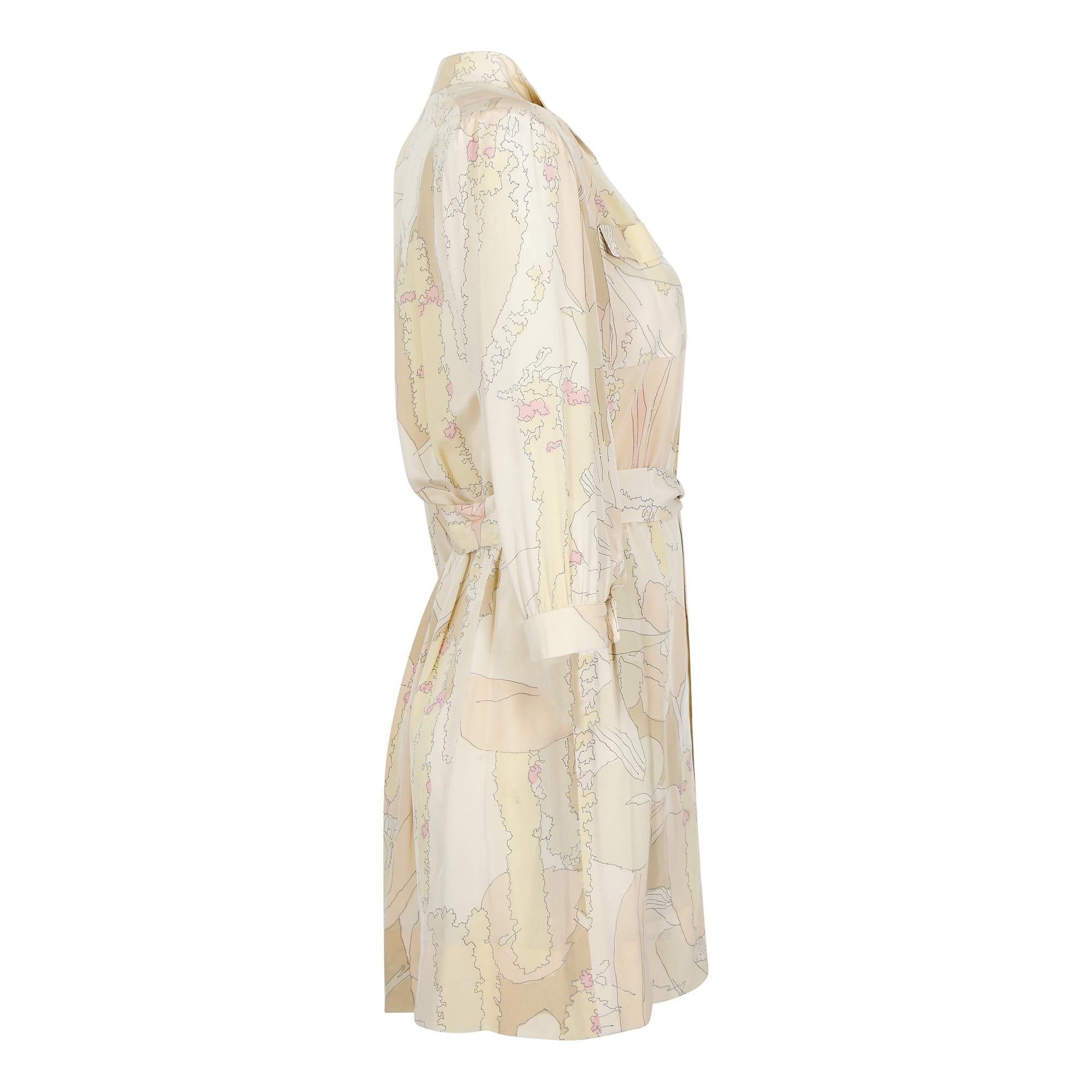 1970s Ted Lapidus Silk Shirt Dress For Sale at 1stDibs