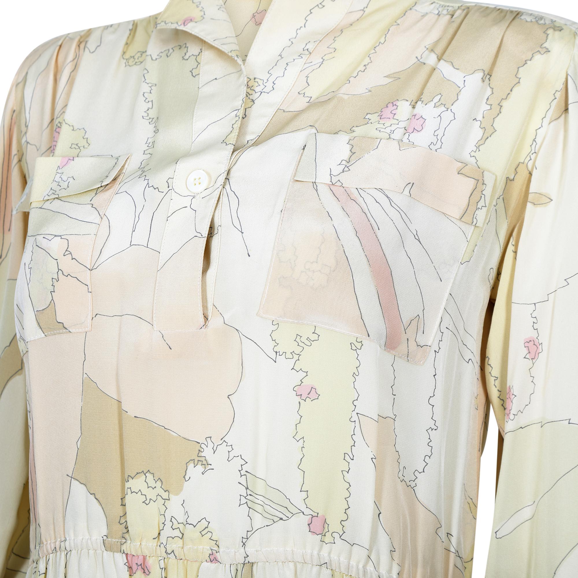 1970s Ted Lapidus Silk Shirt Dress In Excellent Condition For Sale In London, GB