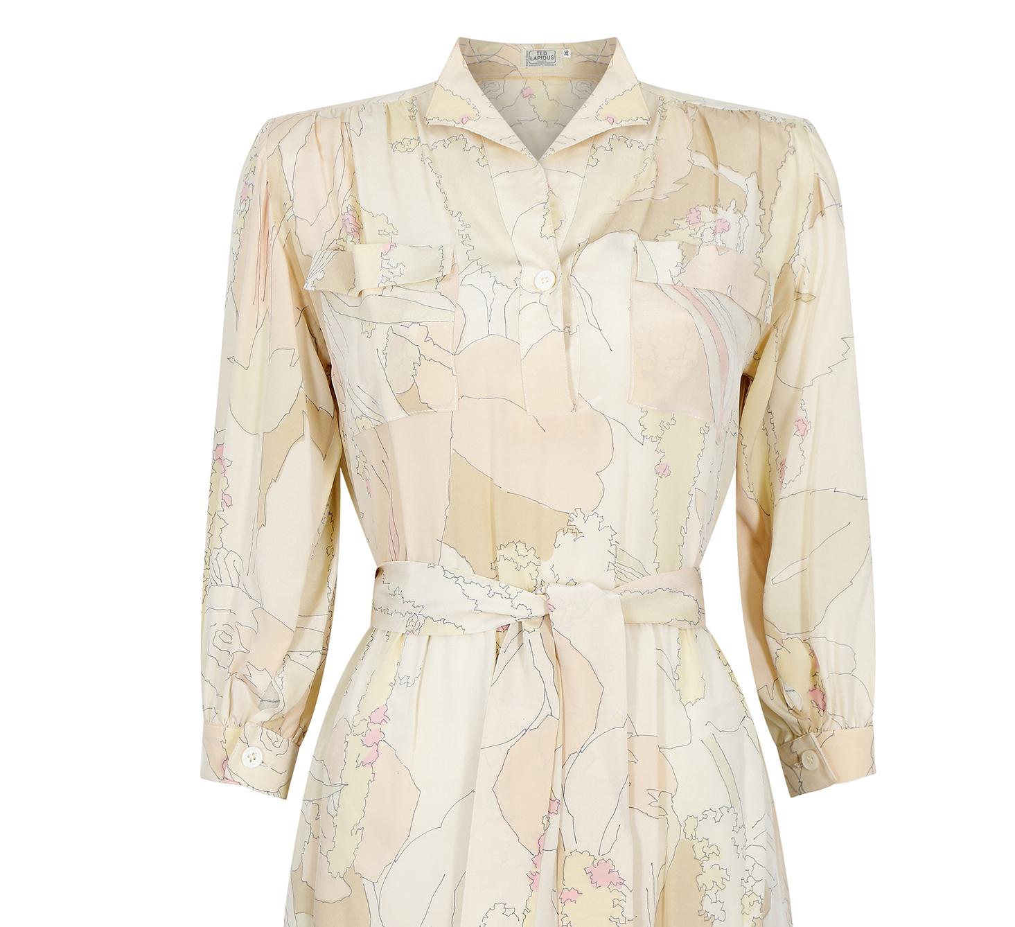 1970s Ted Lapidus Silk Shirt Dress In Excellent Condition For Sale In London, GB