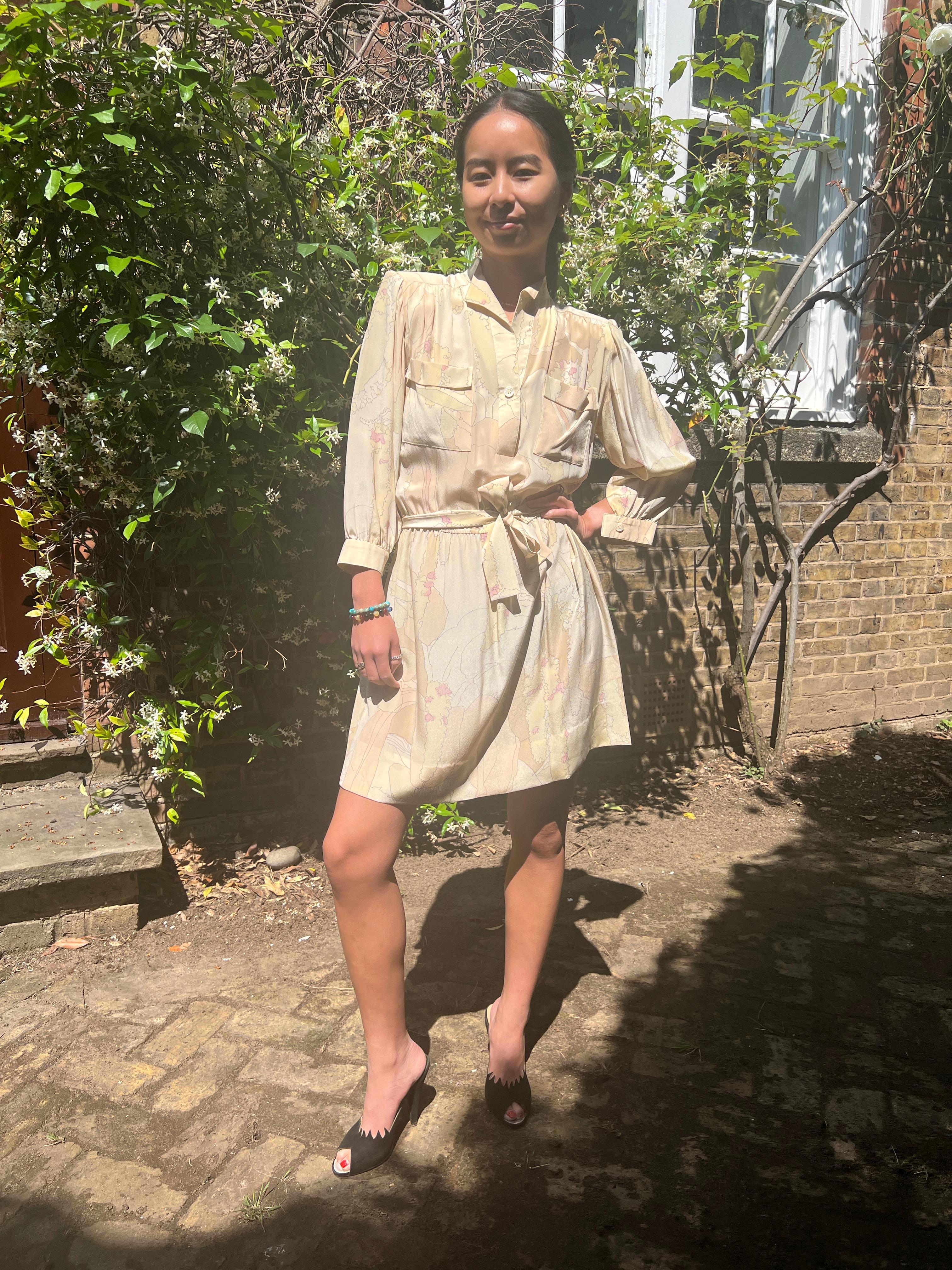 1970s Ted Lapidus Silk Shirt Dress For Sale 2