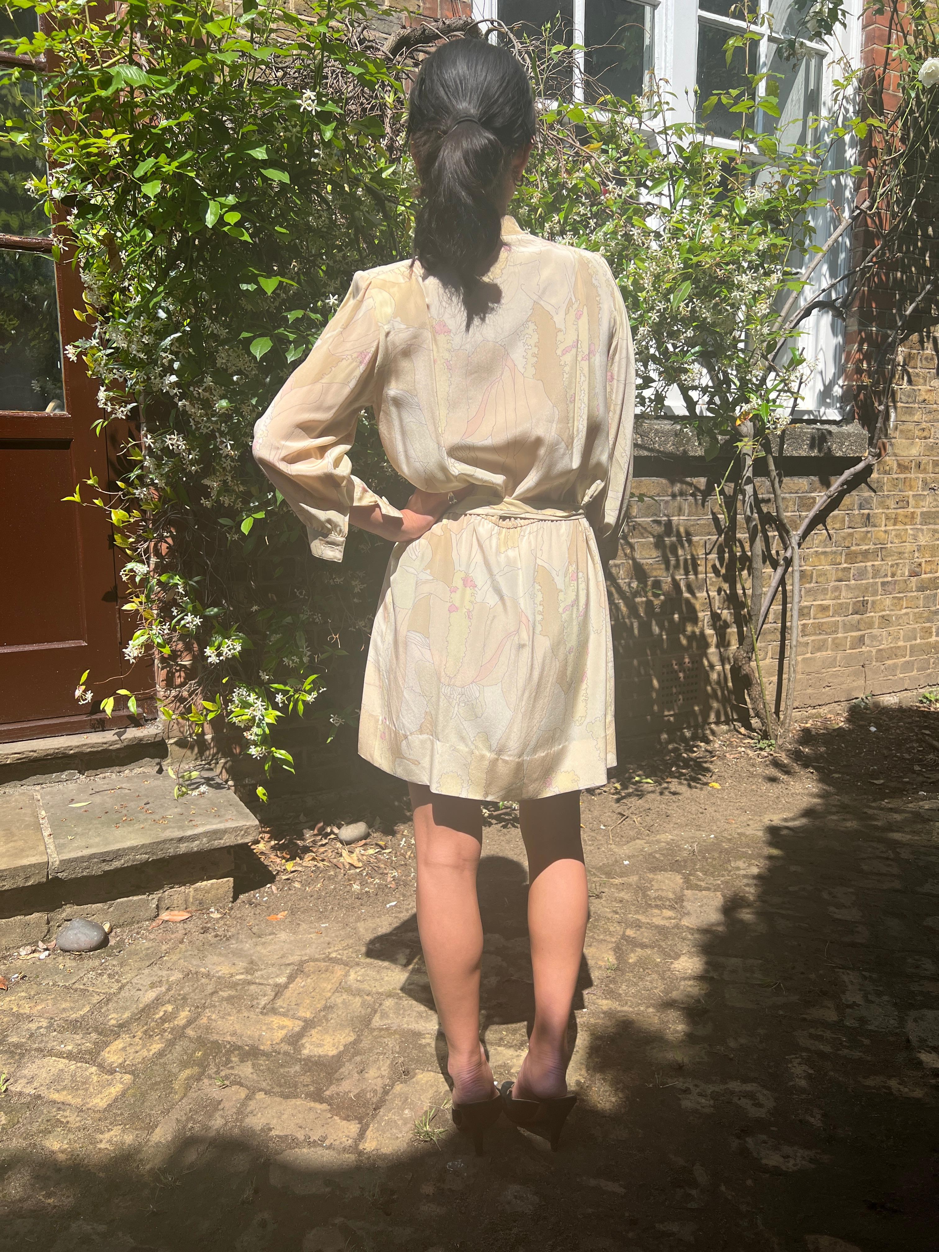 1970s Ted Lapidus Silk Shirt Dress For Sale 3