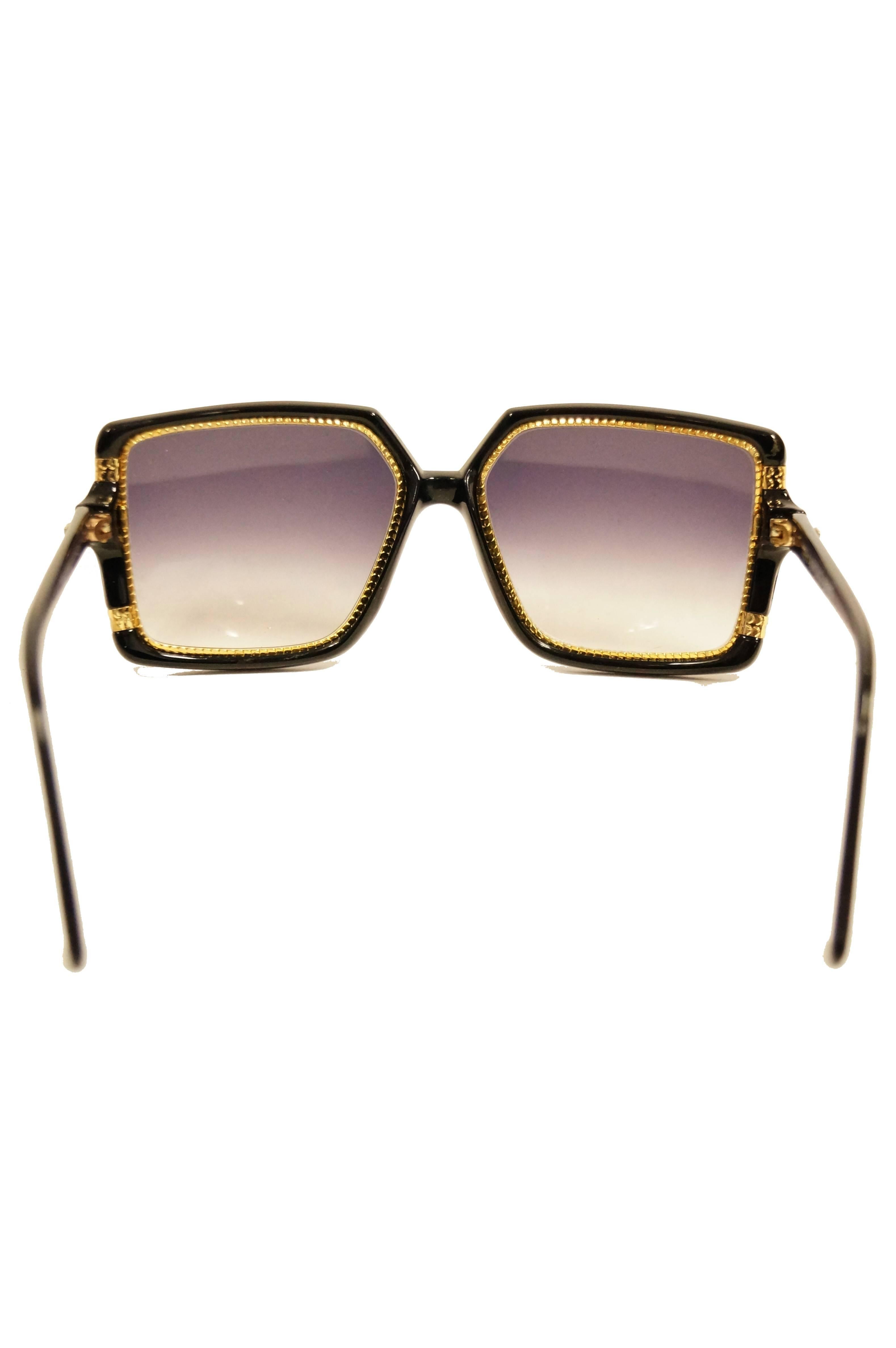 Women's  1970s Ted Lapidus TL 15 01 Gold, Black, Purple Gradient Sunglasses