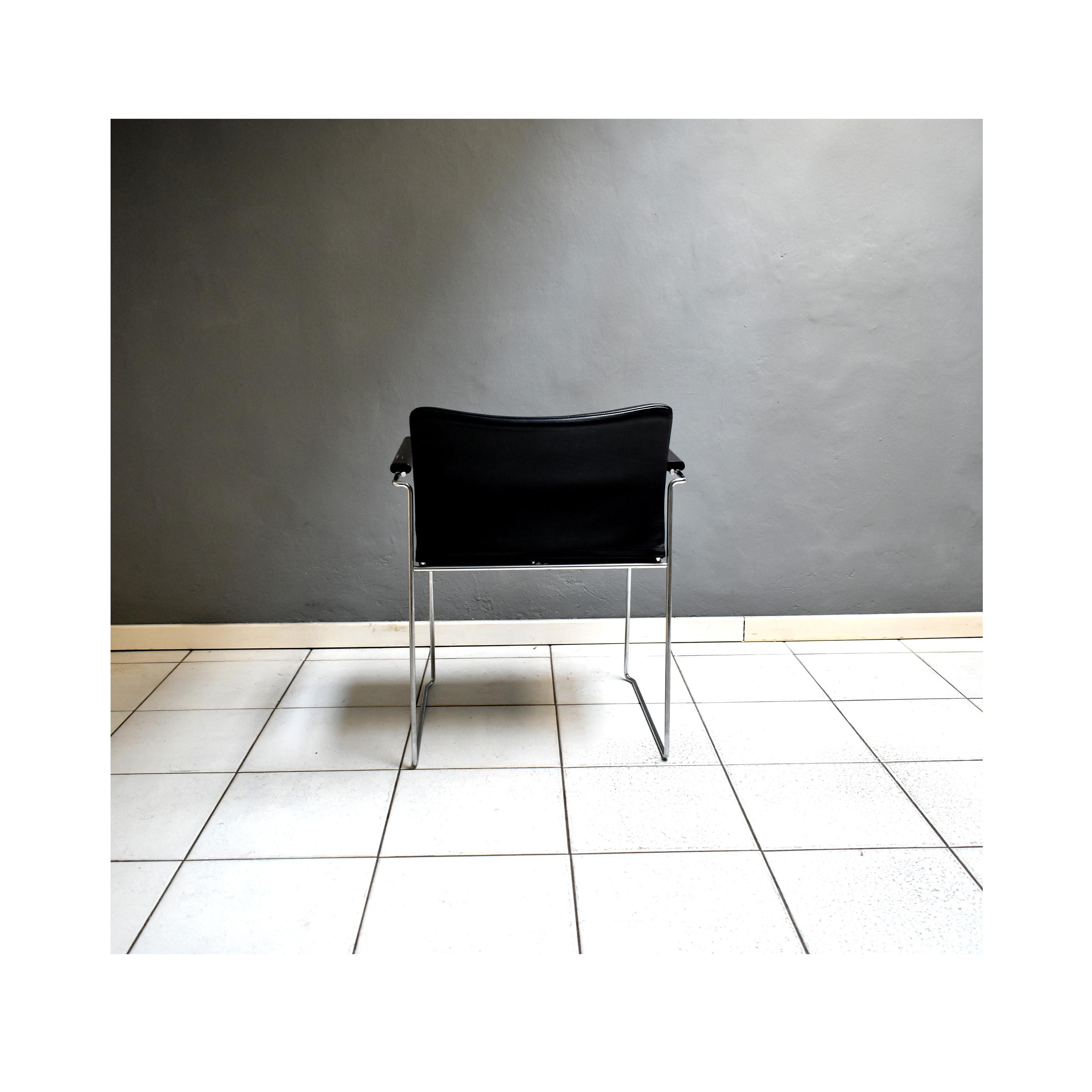 Set of 10 Jano Armchairs by Kazuhide Takahama for Gavina in Black Leather 1