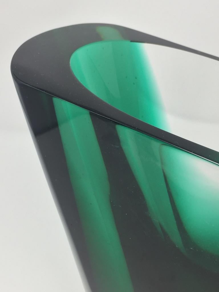 italien Vase « Teoreme » en verre vert et transparent des années 1970 par Salviati, Murano en vente