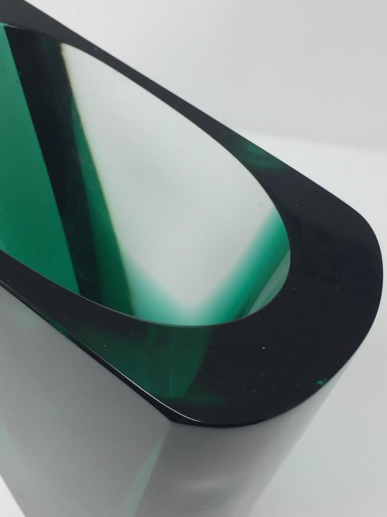 Fin du 20e siècle Vase « Teoreme » en verre vert et transparent des années 1970 par Salviati, Murano en vente