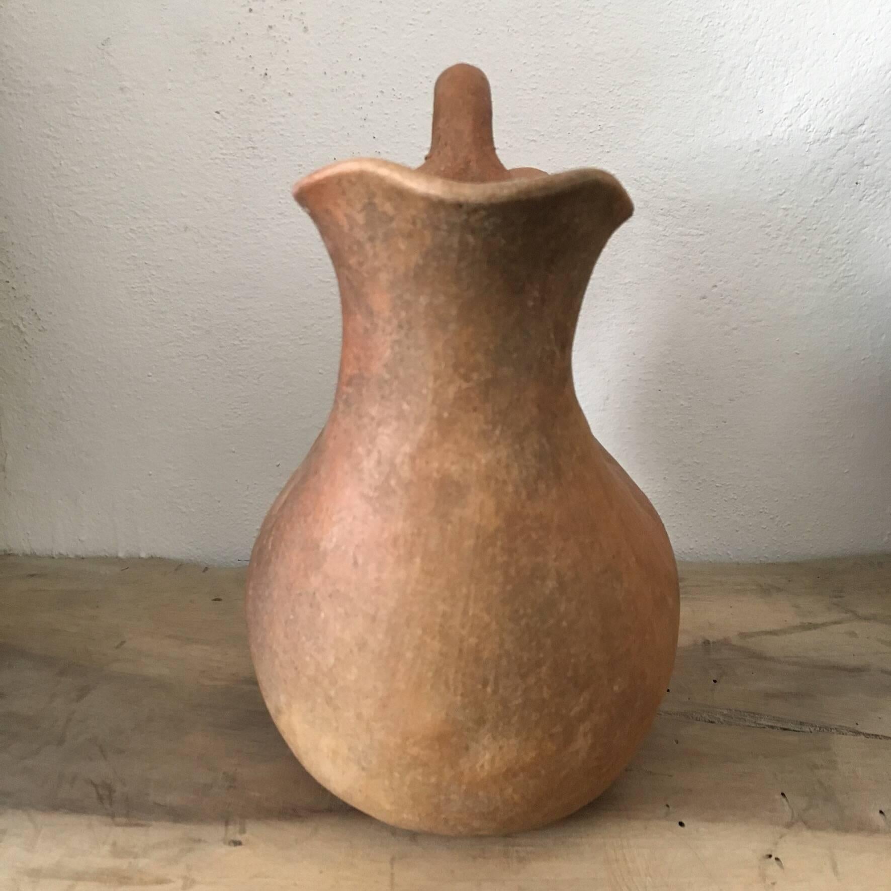 Hand formed, double ceramic pitcher or vessel from southern Oaxaca in excellent condition, 1970's