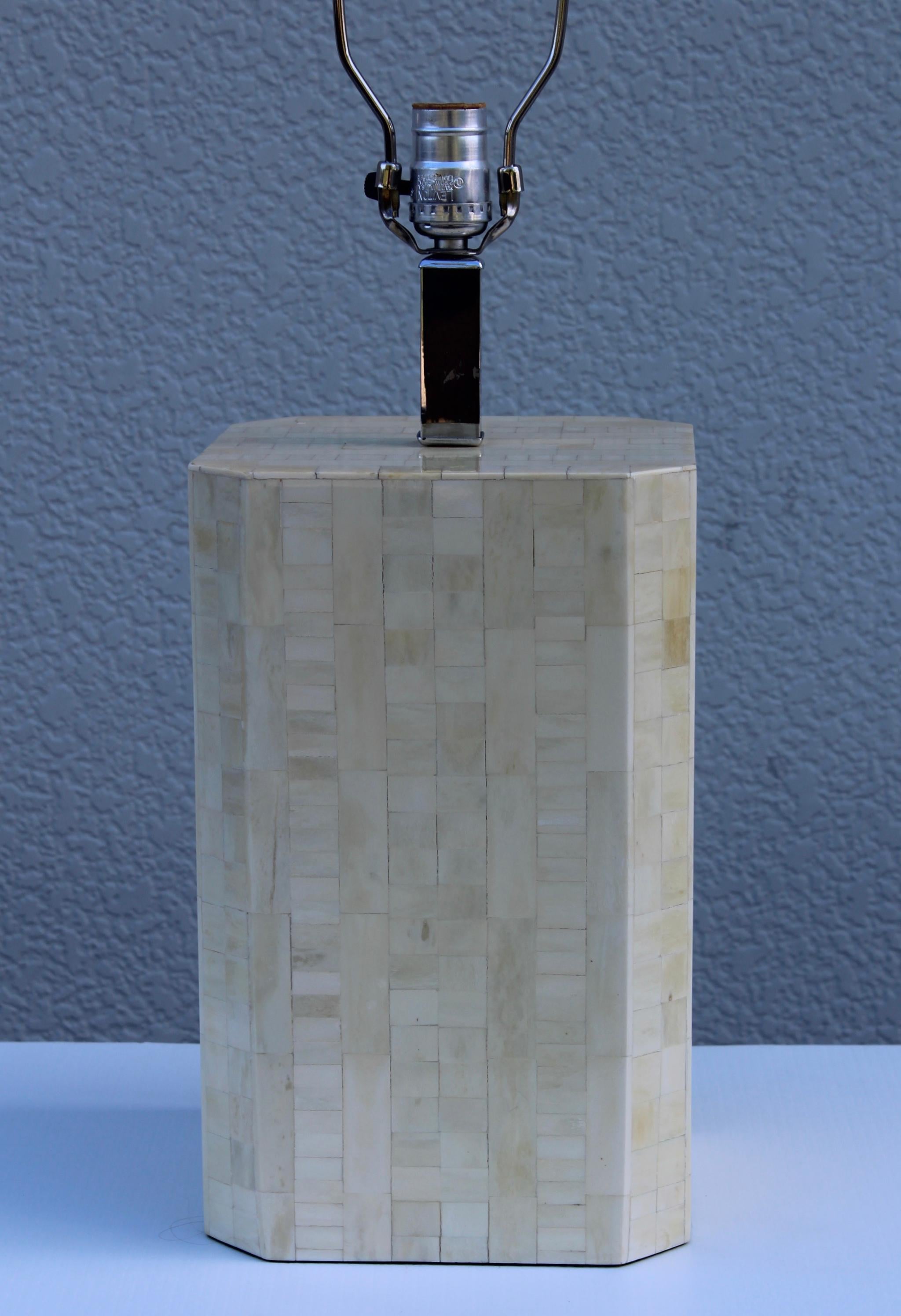 1970s Tesselated Bone Table Lamp 4