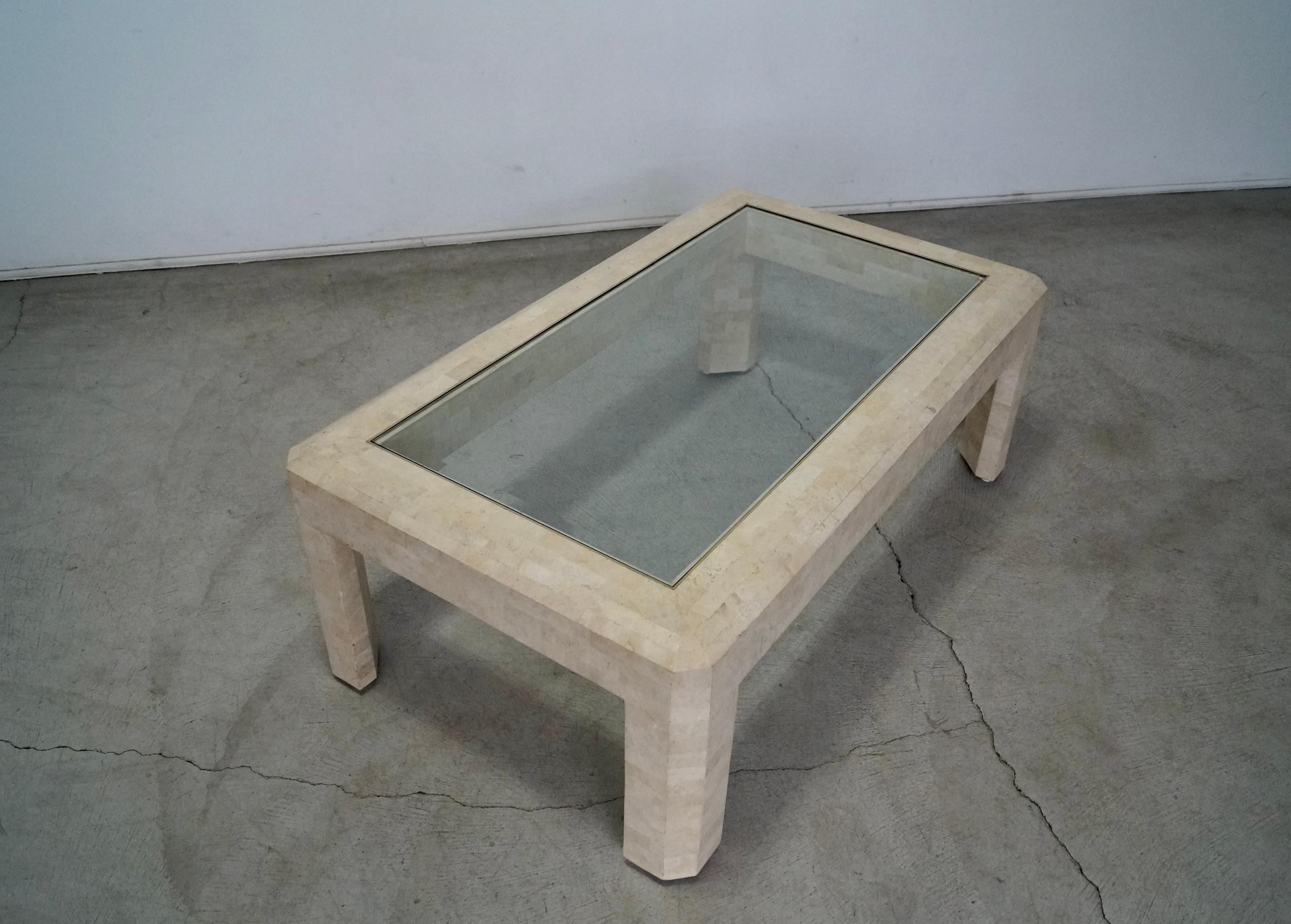American 1970's Tessellated Stone Hollywood Regency Coffee Table For Sale