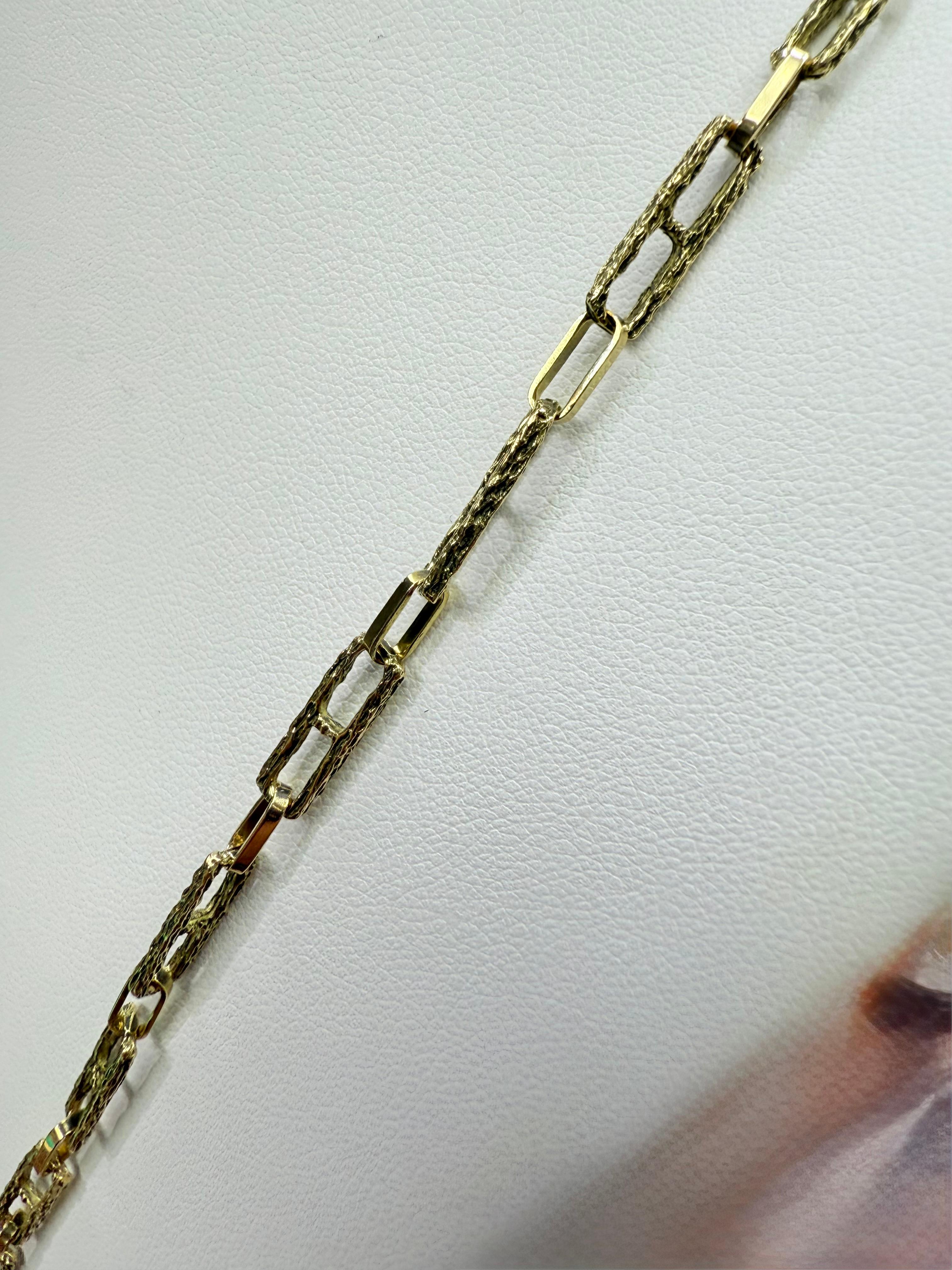 Modern 1970s Textured 18k Yellow Gold Link Chain Necklace For Sale