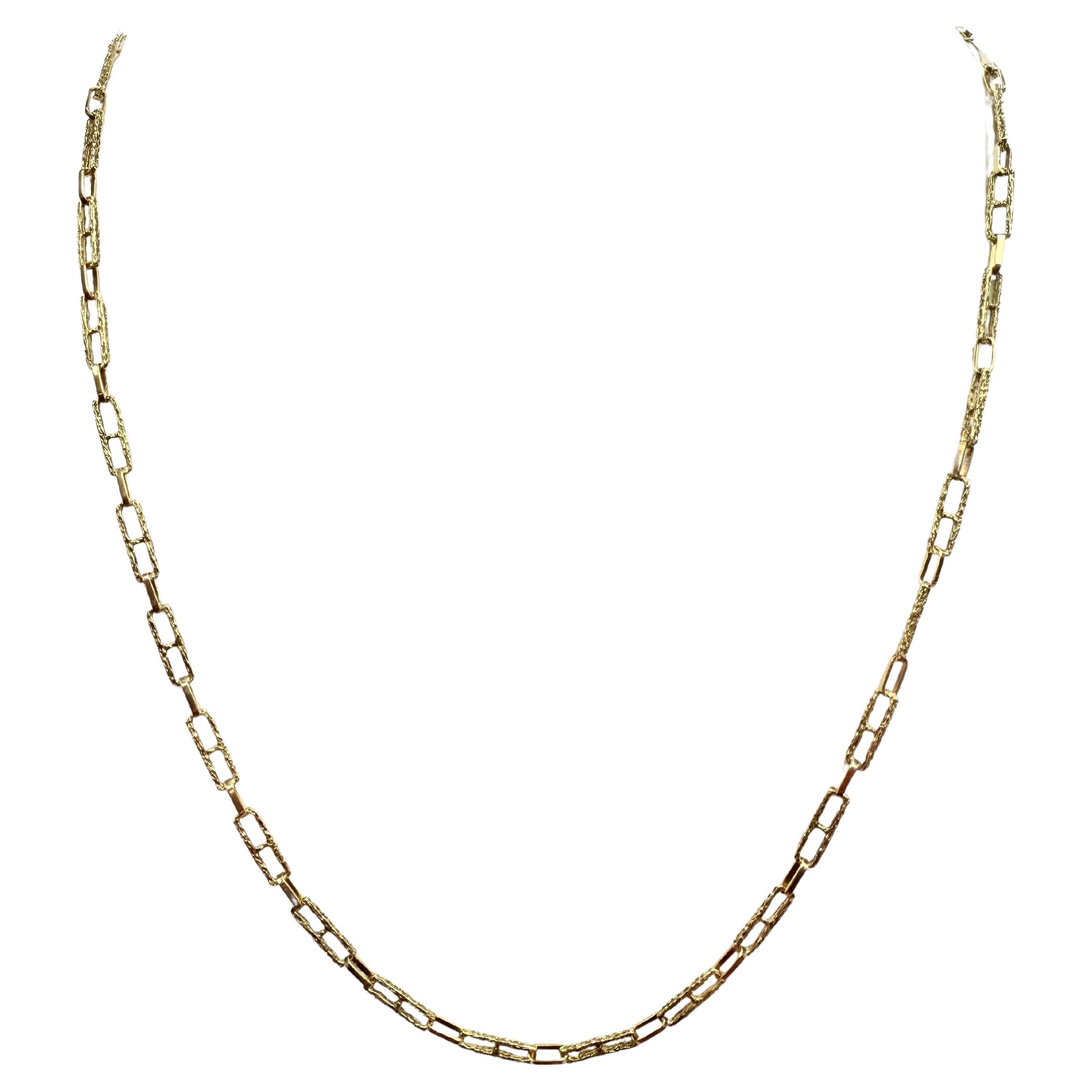 1970s Textured 18k Yellow Gold Link Chain Necklace For Sale