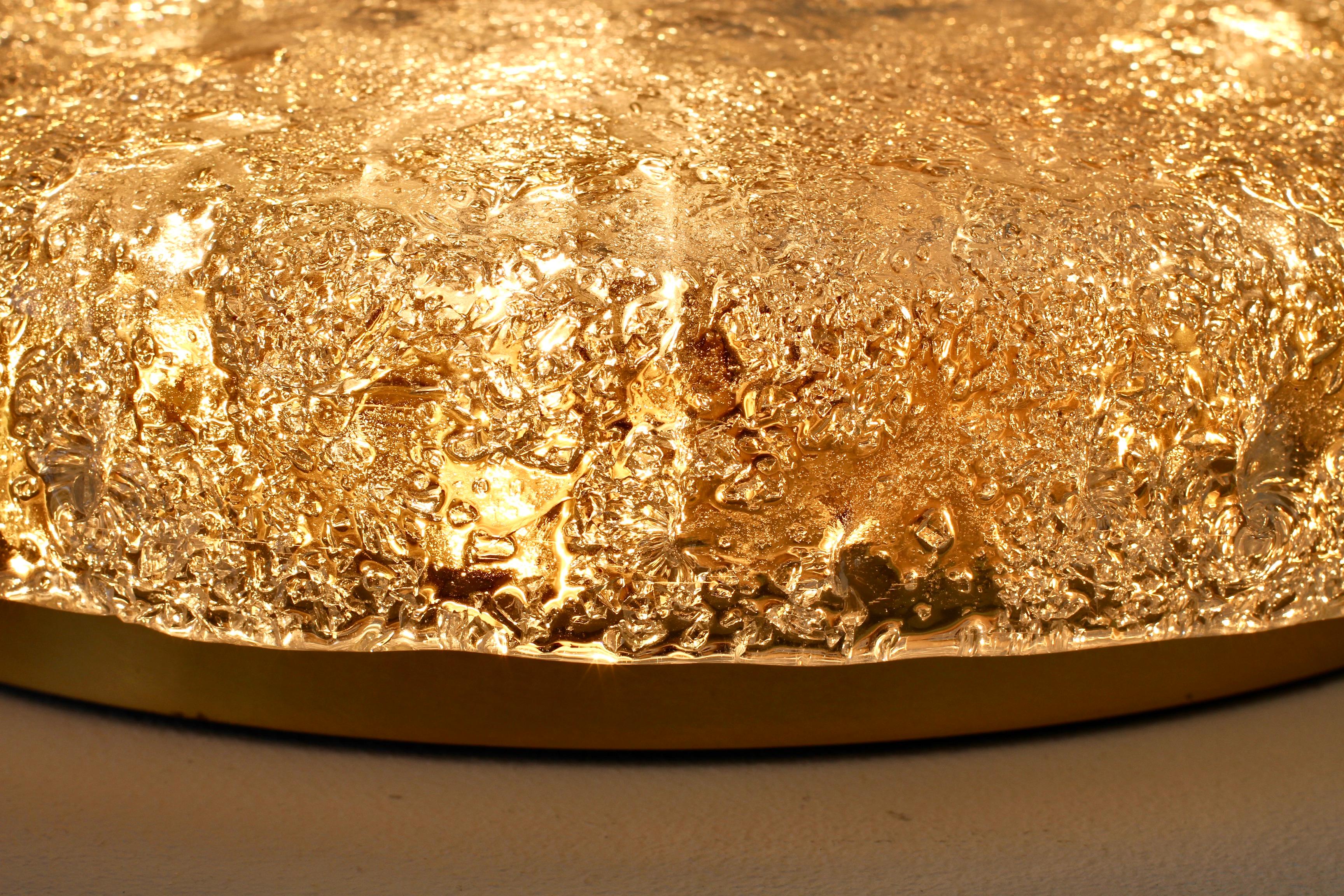 1970er Jahre Murano-Glas und Messing-Einbauleuchte von Hillebrand im Angebot 11