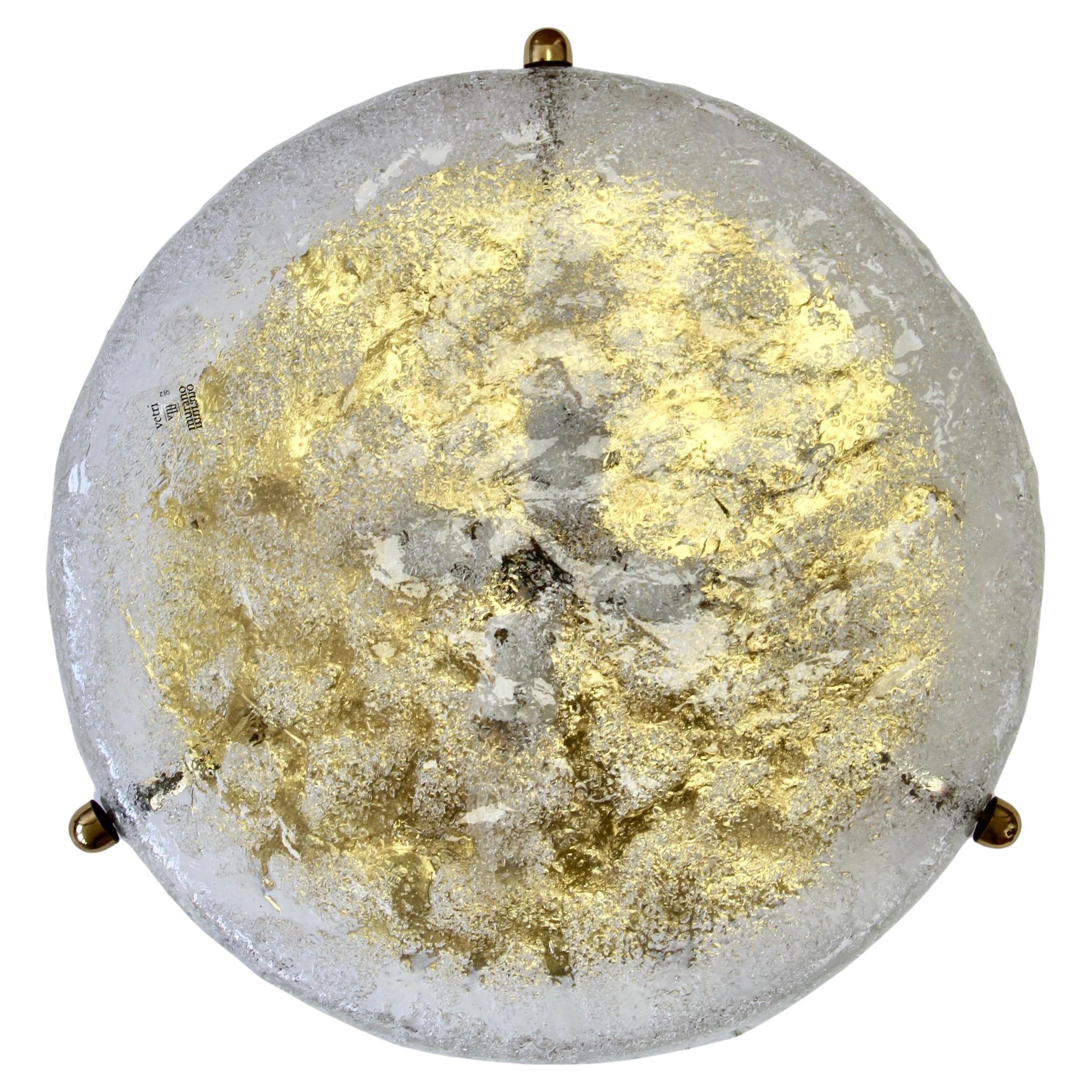 1970er Jahre Murano-Glas und Messing-Einbauleuchte von Hillebrand