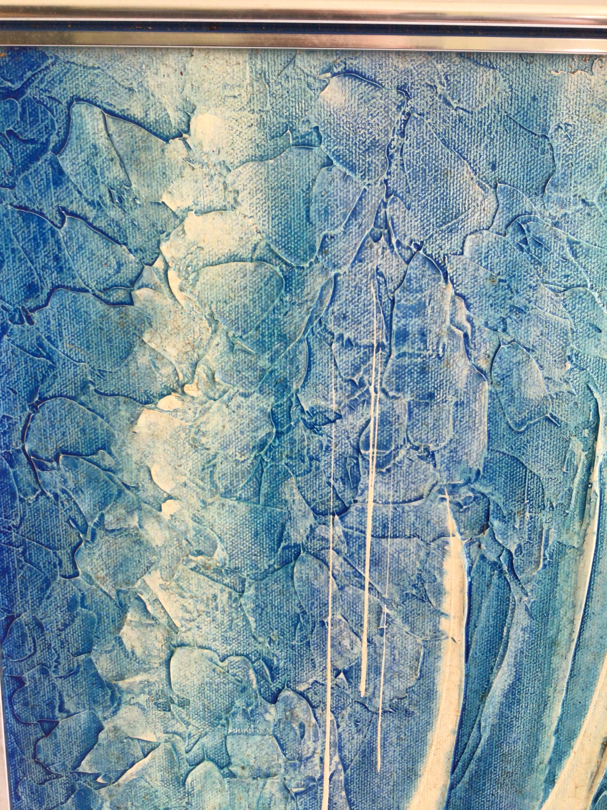 Late 20th Century 1970s Textured Oil Painting on Board of Sail Boats For Sale