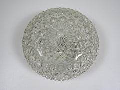 1970s Textured Pressed Glass Flush Mount Ceiling Light