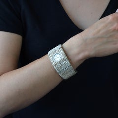 1970s Textured Silver Large Lady's Watch
