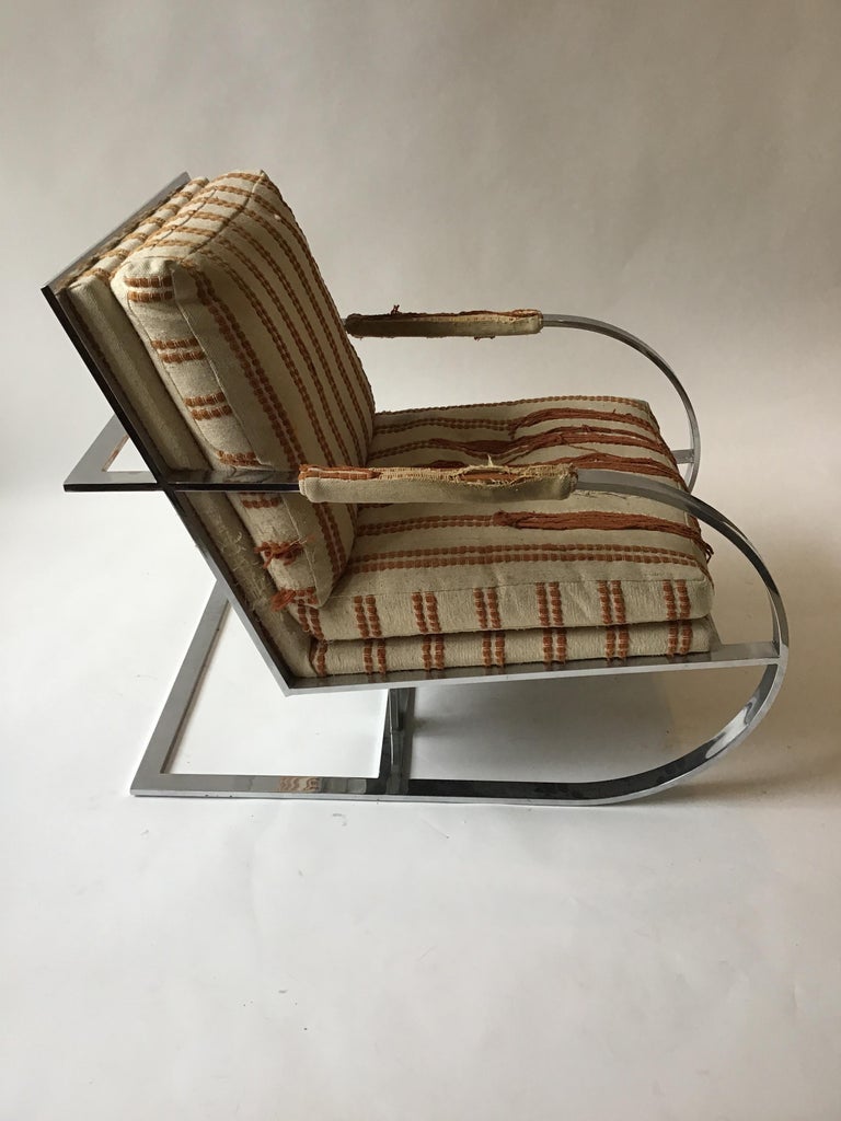 1970s Thayer Coggin Chrome Cantilever Chair at 1stDibs