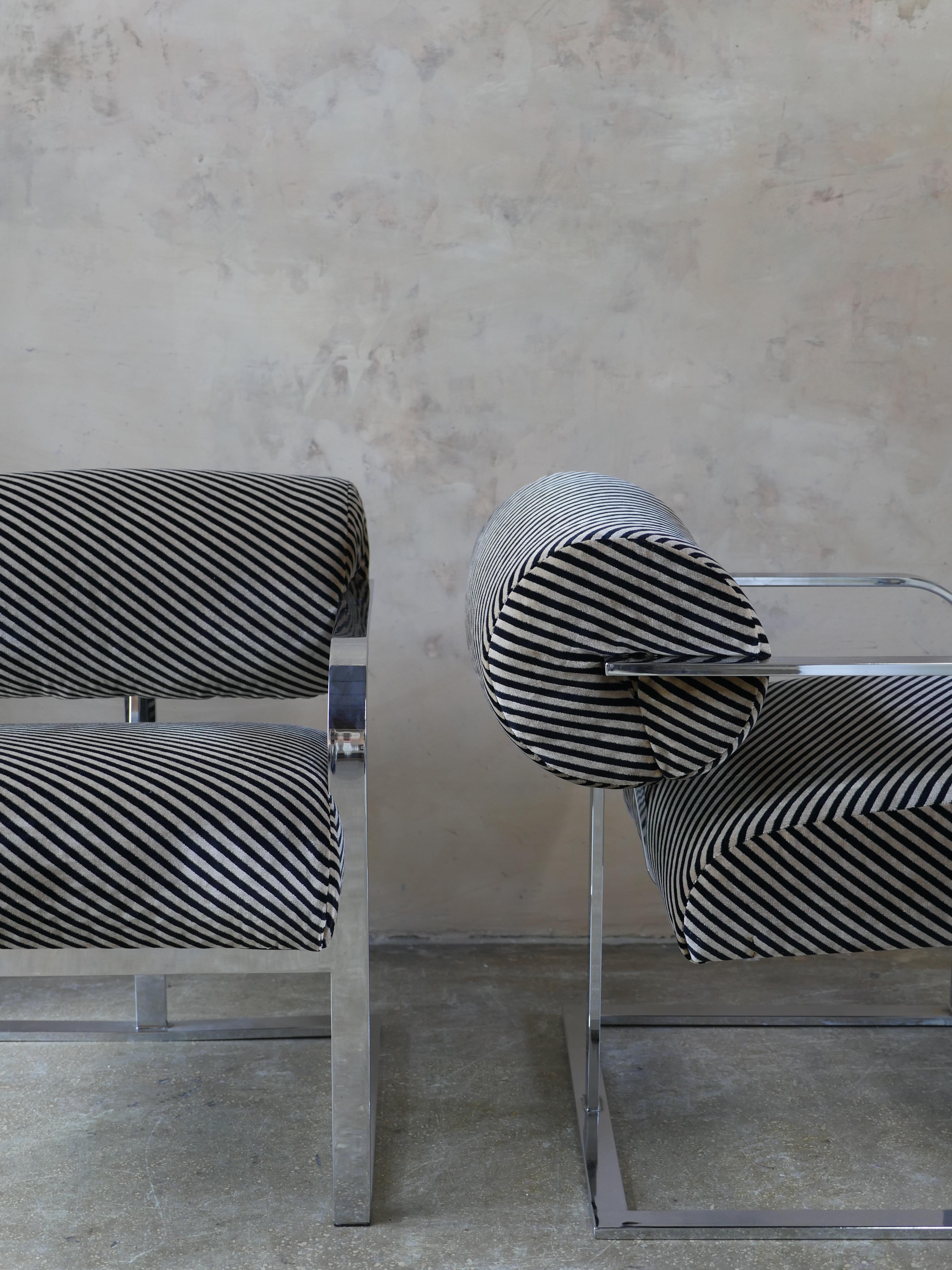 Post-Modern 1970s Thayer Coggin Postmodern Chairs with Kelly Wearstler's Velvet Fabric