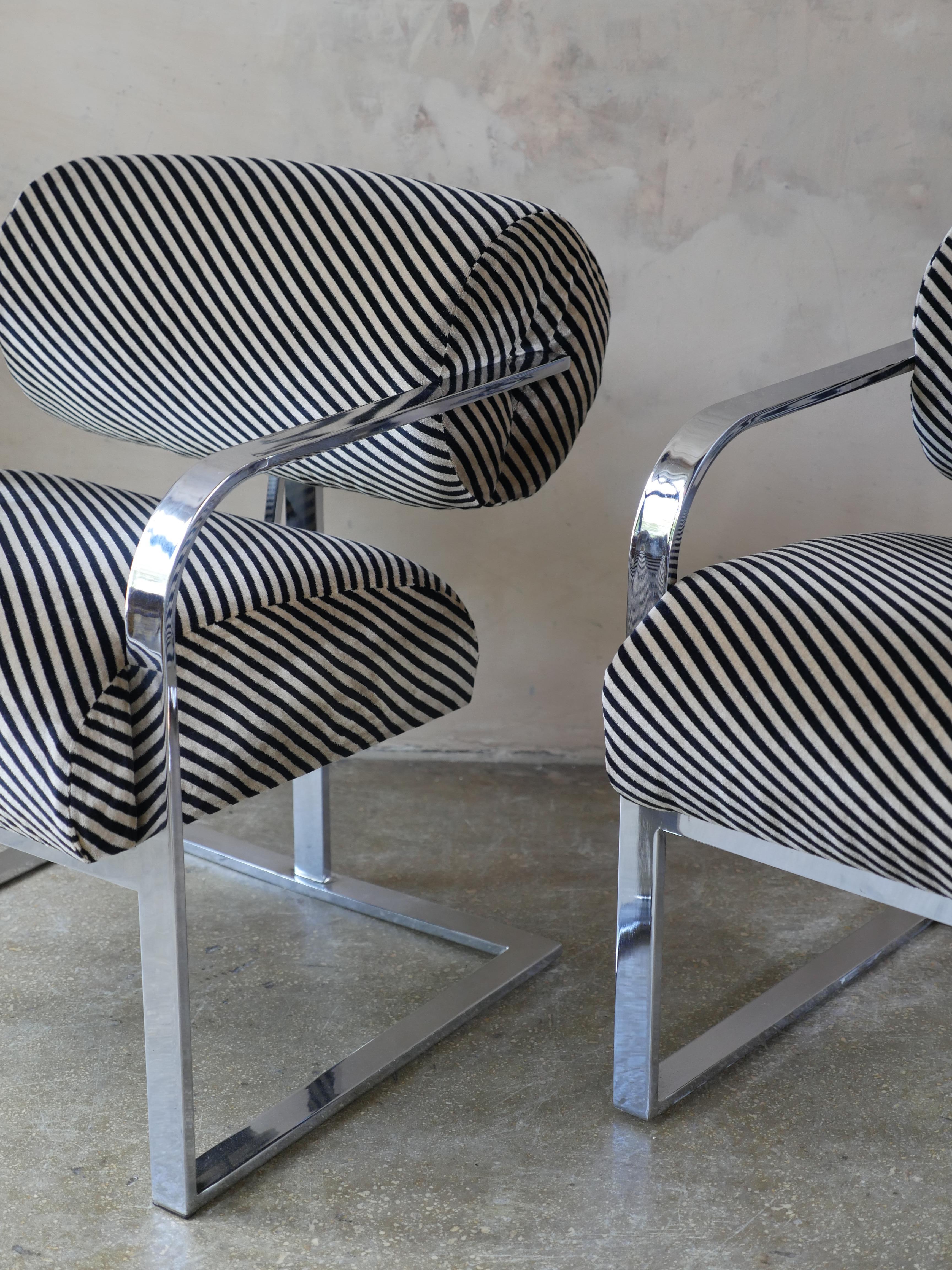 Late 20th Century 1970s Thayer Coggin Postmodern Chairs with Kelly Wearstler's Velvet Fabric