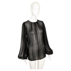 THEA PORTER COUTURE Seidenbluse mit Dichterstreifen aus den 1970er Jahren