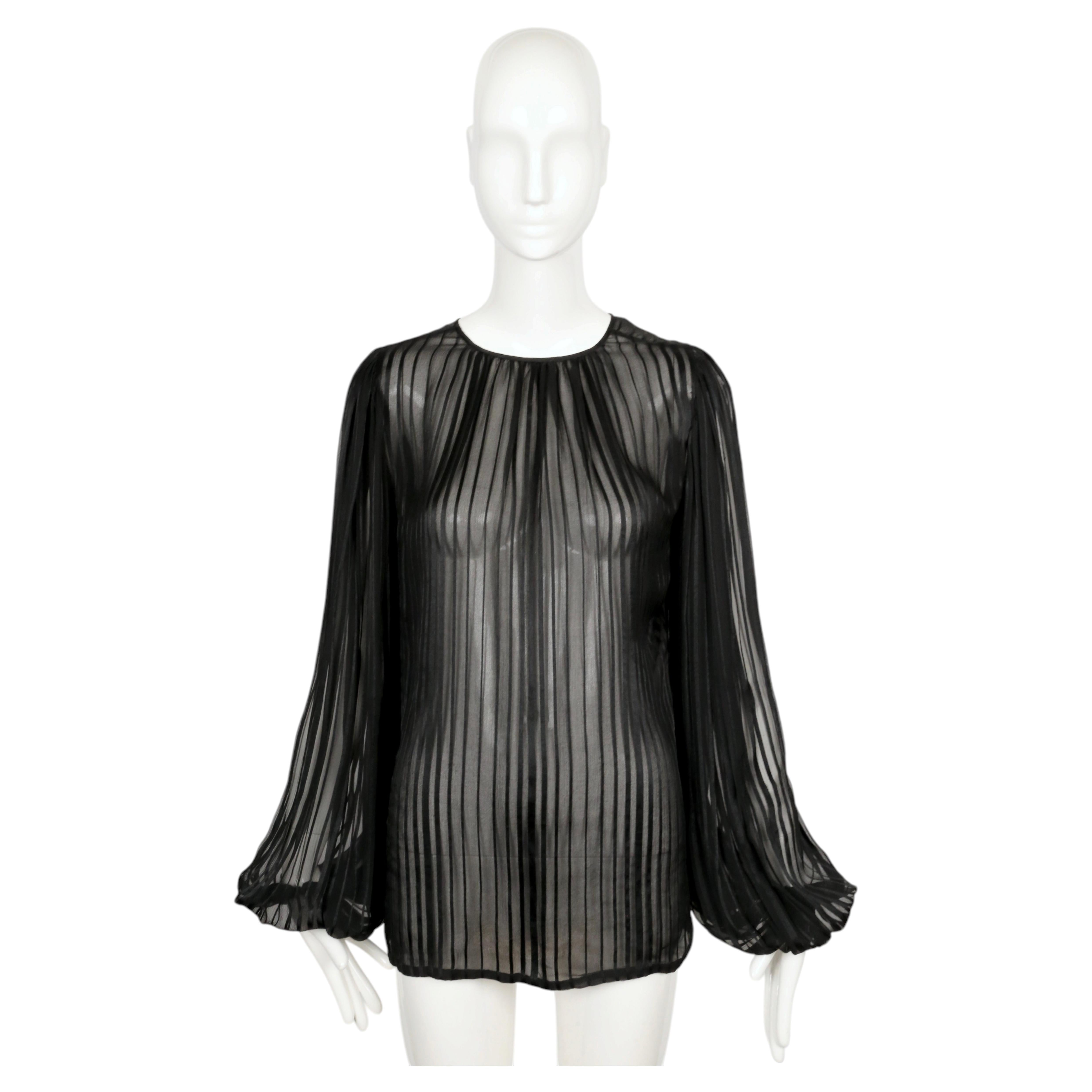 THEA PORTER COUTURE Seidenbluse mit Dichterstreifen aus den 1970er Jahren