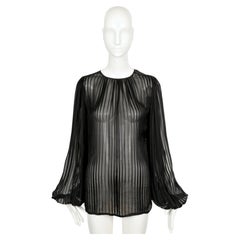 THEA PORTER COUTURE Seidenbluse mit Dichterstreifen aus den 1970er Jahren