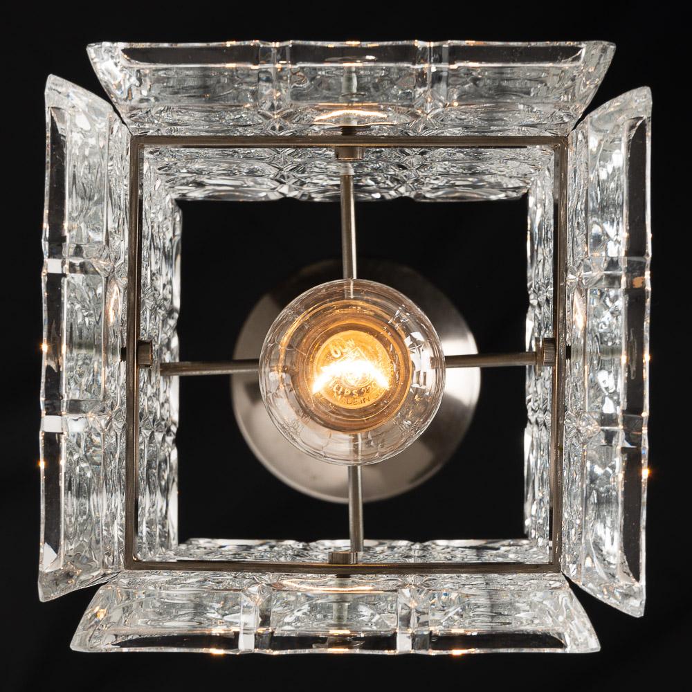 1970s Thick 'Ice' Glass Pendant Attributed to Lobmeyr For Sale 7