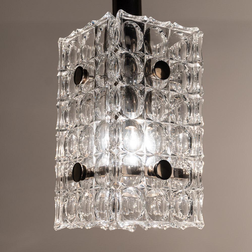 1970s Thick 'Ice' Glass Pendant Attributed to Lobmeyr For Sale 1