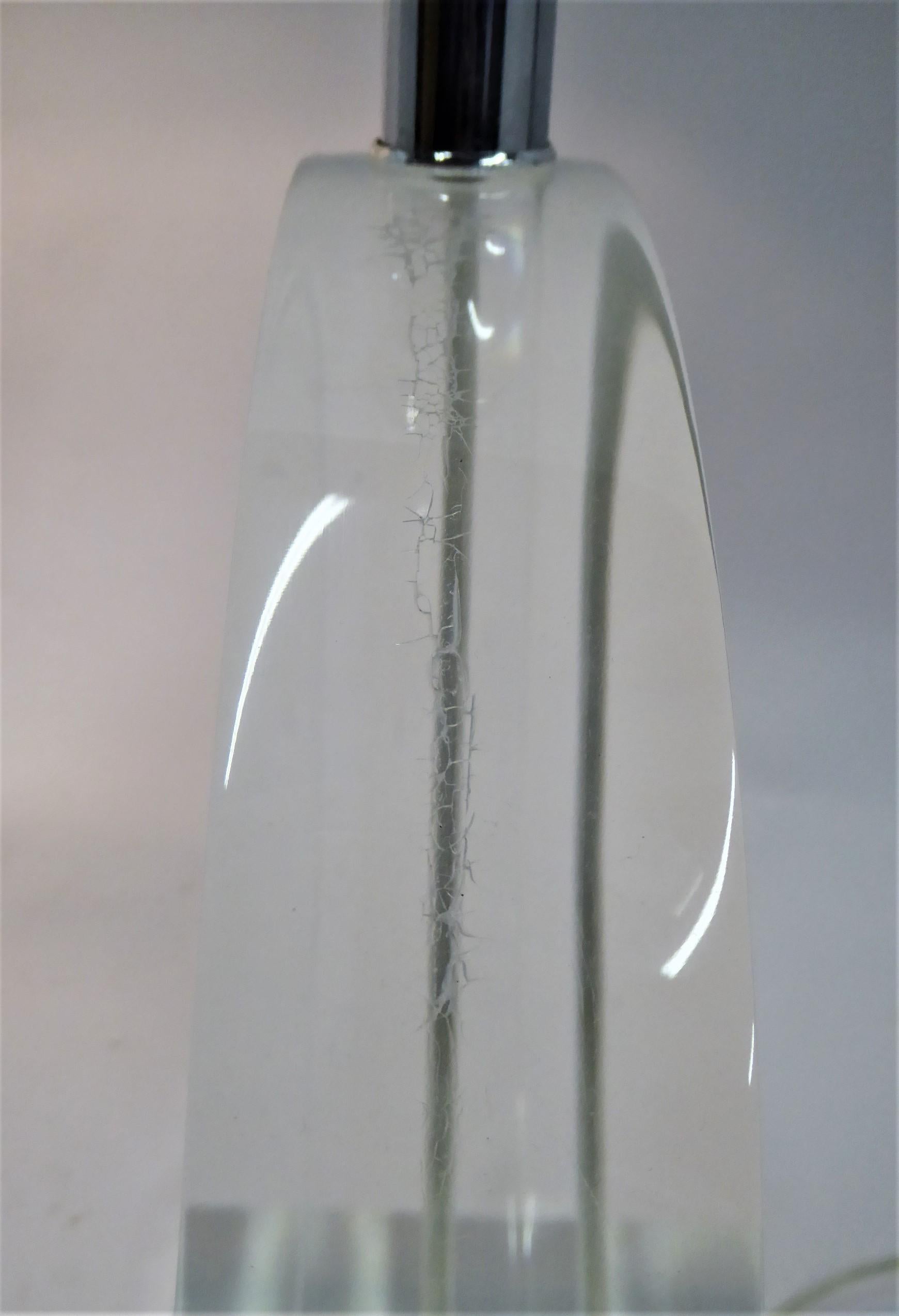 1970s Thick Lucite Disc Springer Style Modern Lamps Signed Marlee 5
