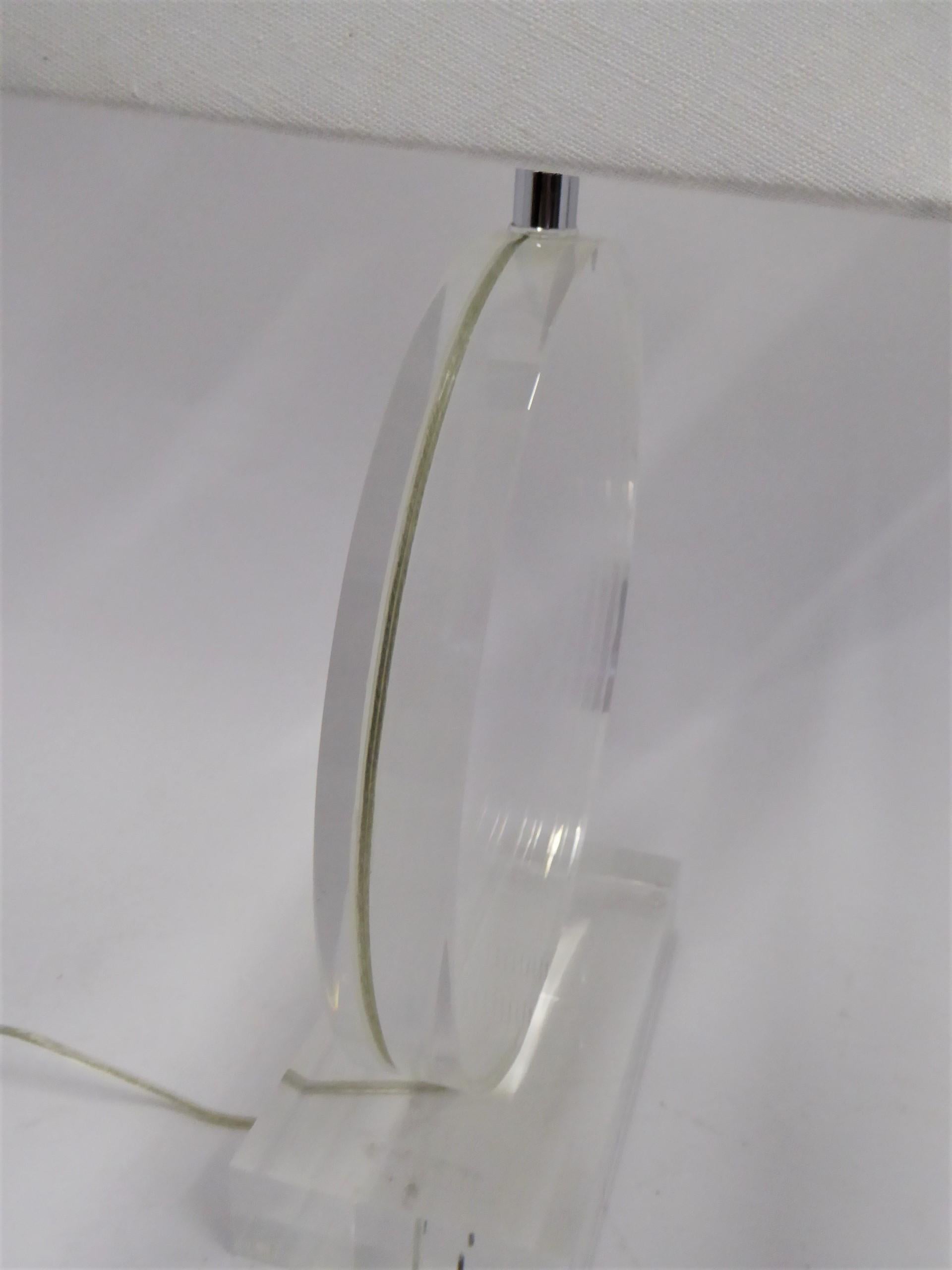 1970s Thick Lucite Disc Springer Style Modern Lamps Signed Marlee 3