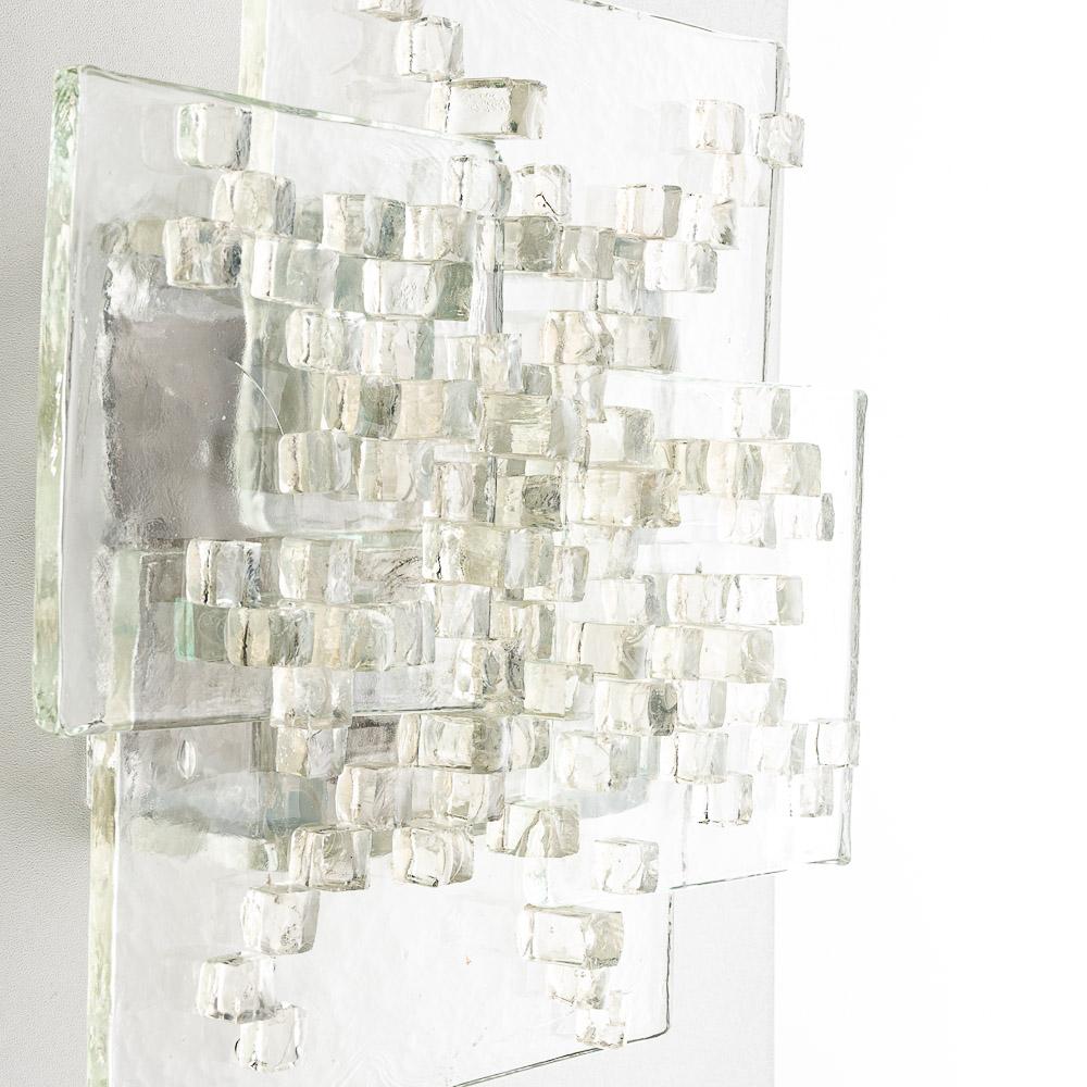 1970s Thick Raw Glass Wall light by Poliarte 5