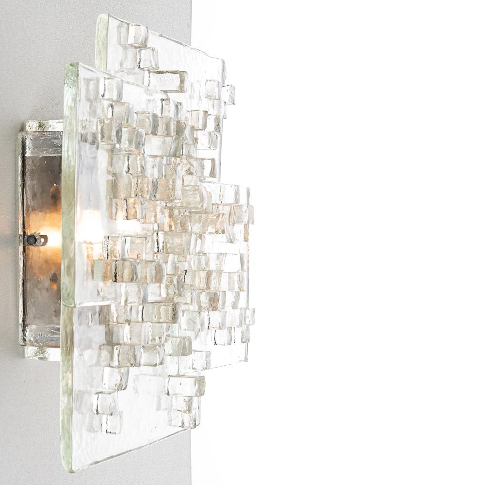 1970s Thick Raw Glass Wall light by Poliarte 7