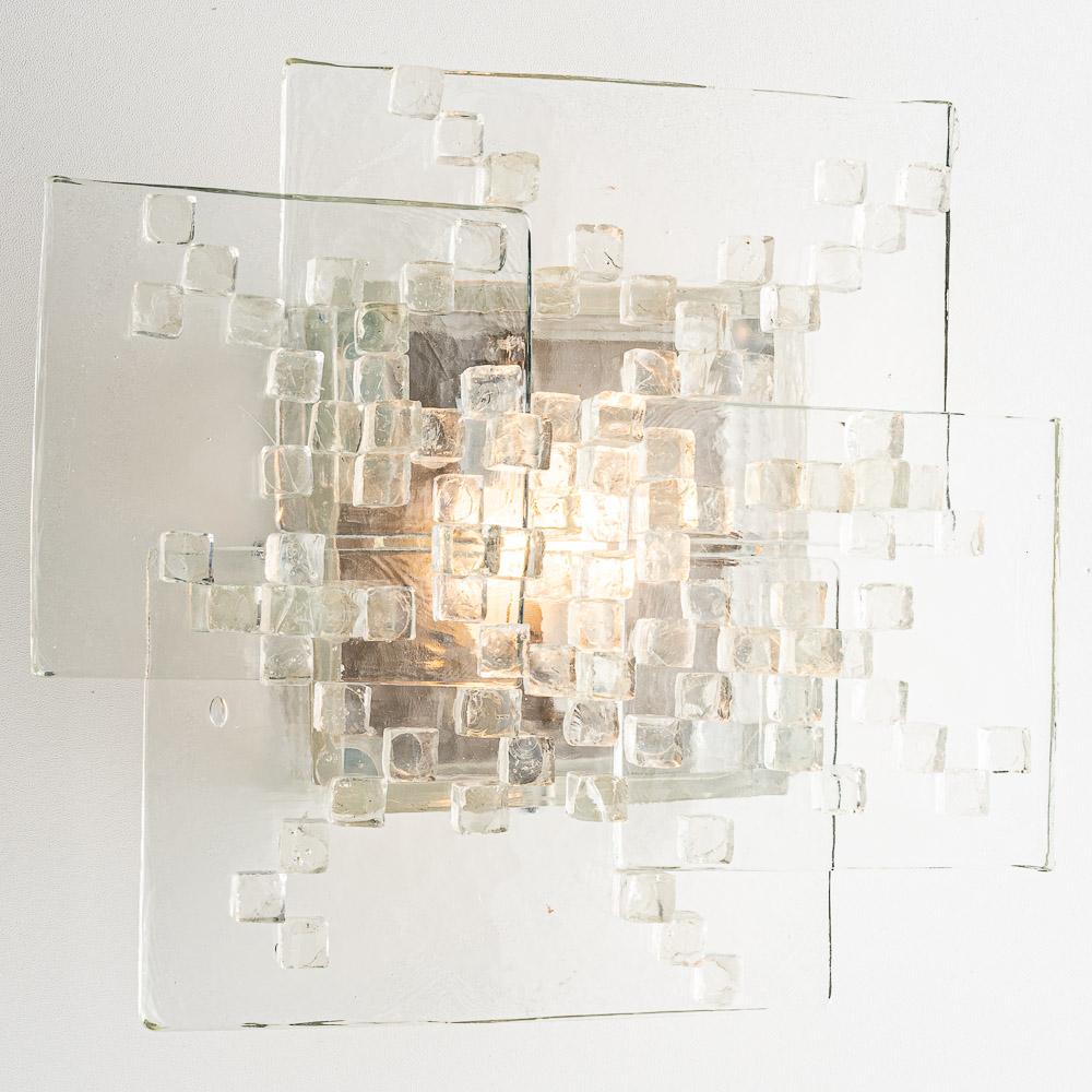 1970s Thick Raw Glass Wall light by Poliarte 8
