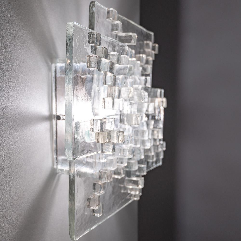 1970s Thick Raw Glass Wall light by Poliarte 11