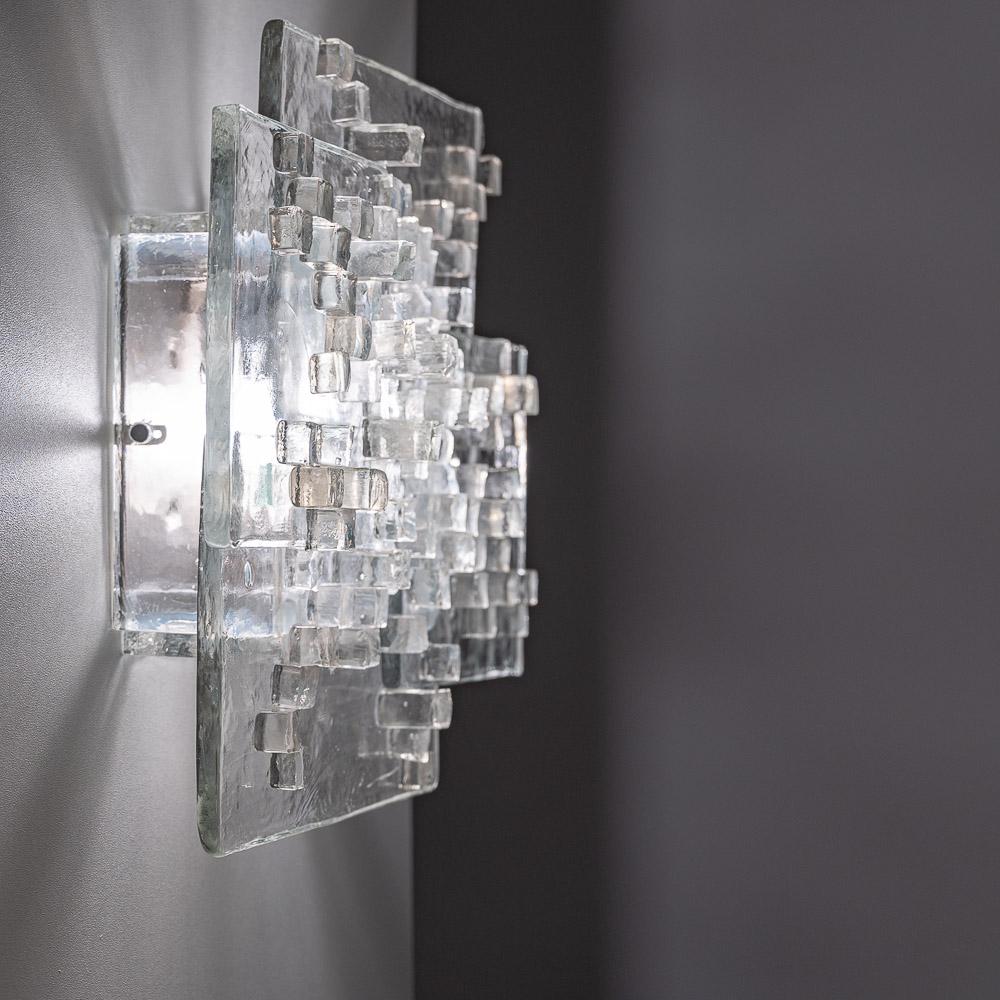 1970s Thick Raw Glass Wall light by Poliarte 12