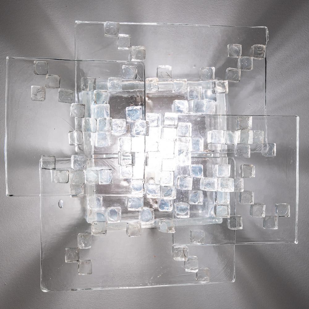 1970s Thick Raw Glass Wall light by Poliarte 13