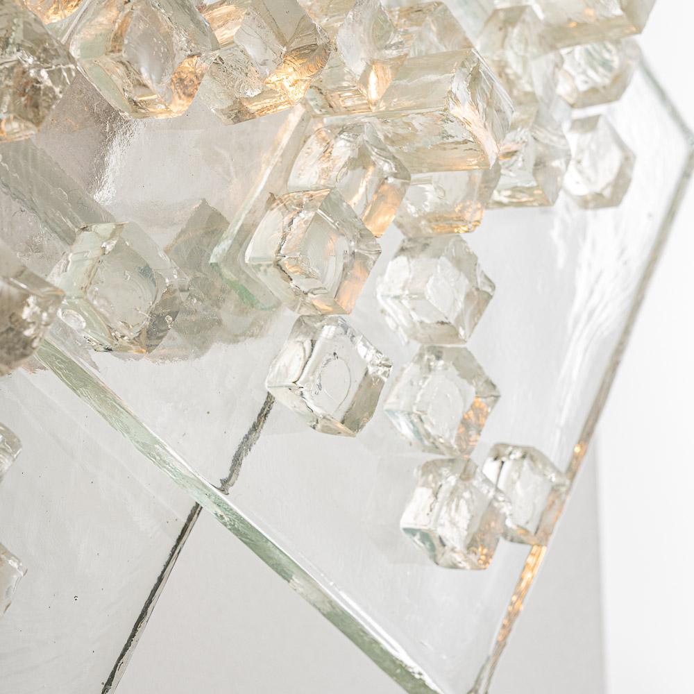 1970s Thick Raw Glass Wall light by Poliarte 1
